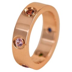 Cartier Love Rainbow Multigem 18K Rose Gold Ring Size 53