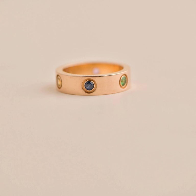 Cartier Love Rainbow Multigem Rose Gold Ring Size 54