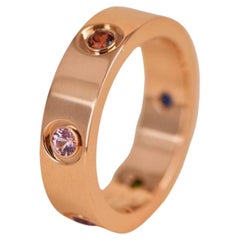 Cartier Love Rainbow Rose Gold Ring Size 56