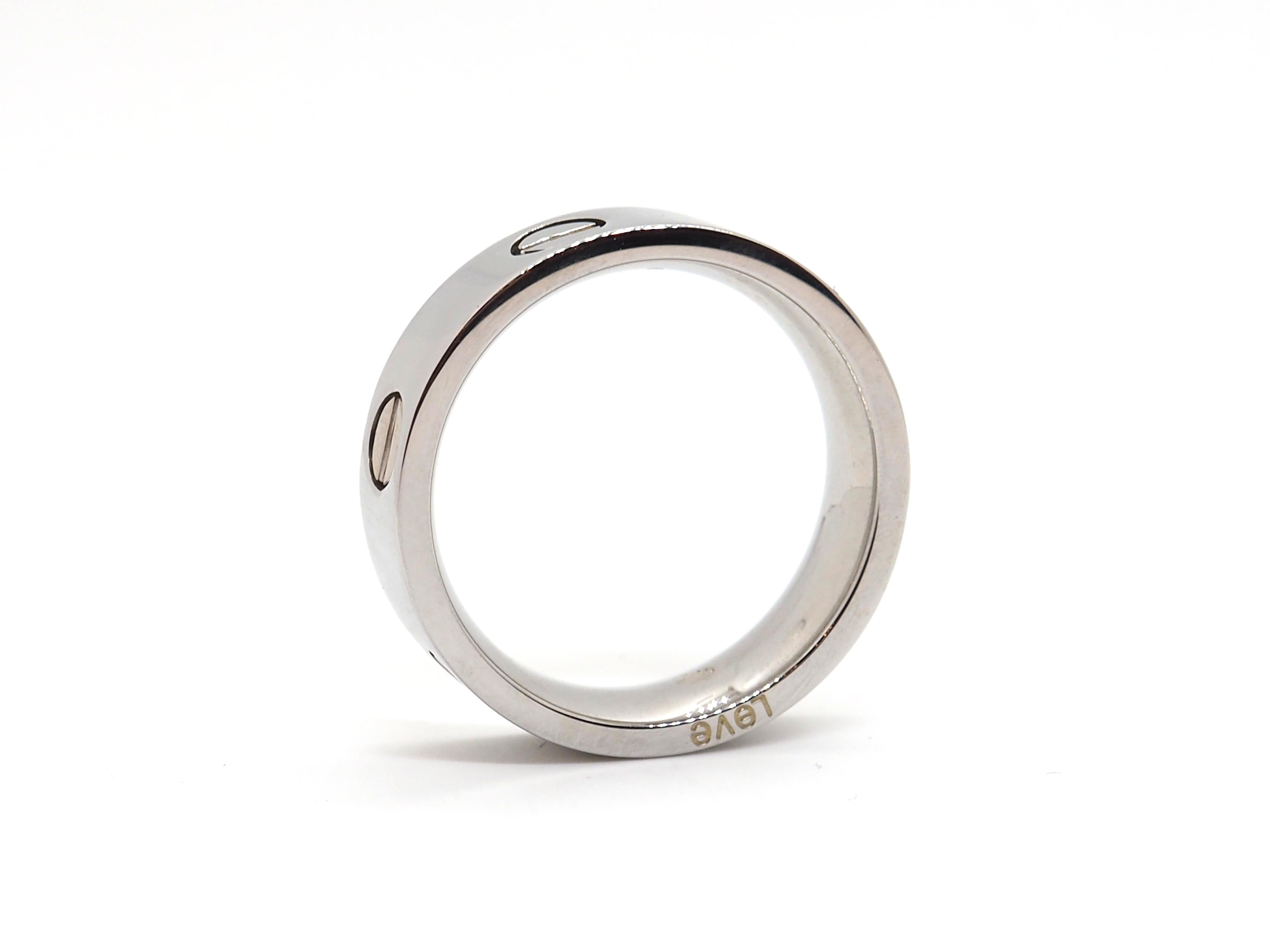 Modernist Cartier Love Ring 18 Karat White Gold