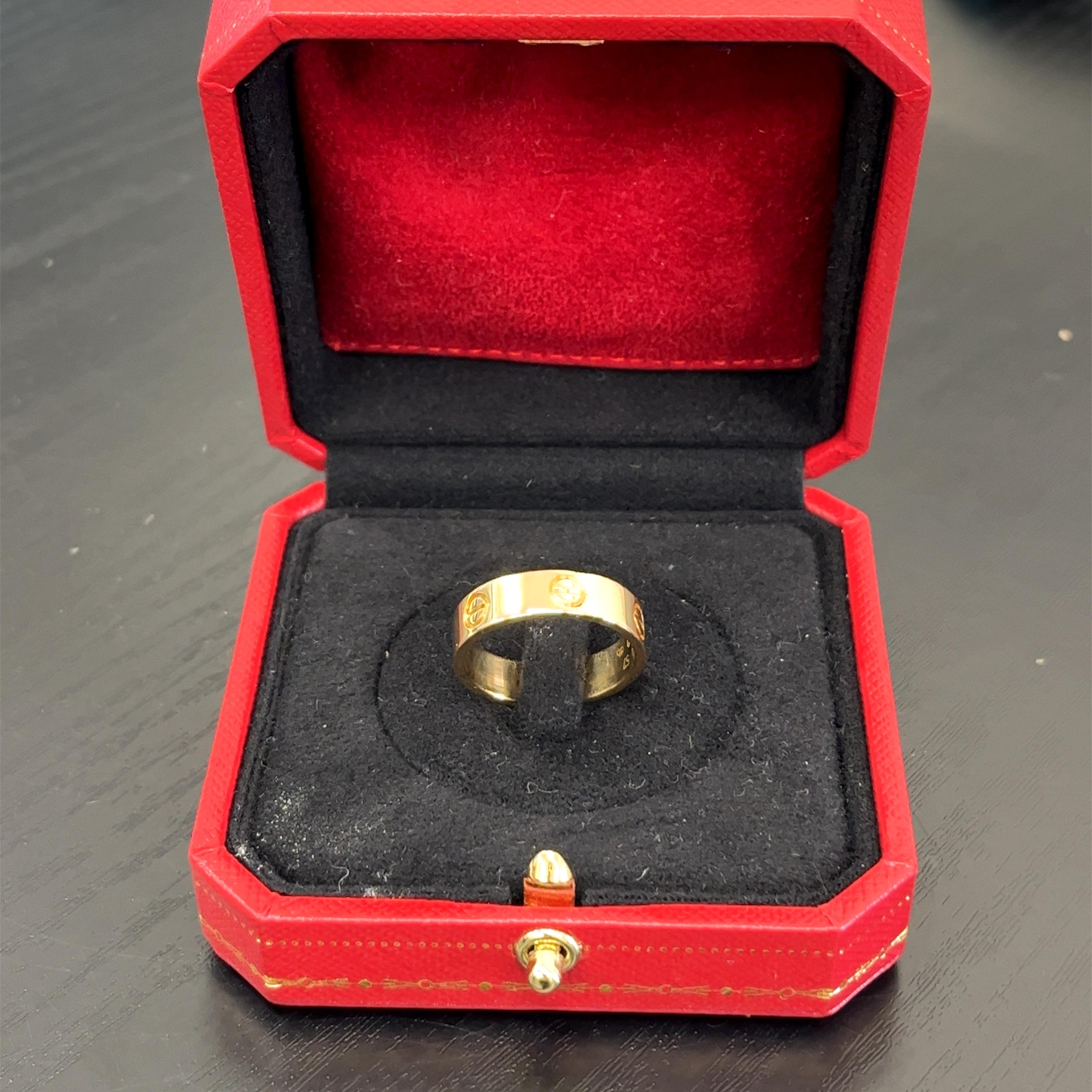 Women's Cartier LOVE ring, 18ct Yellow Gold Width: 5.5 mm (size 57)