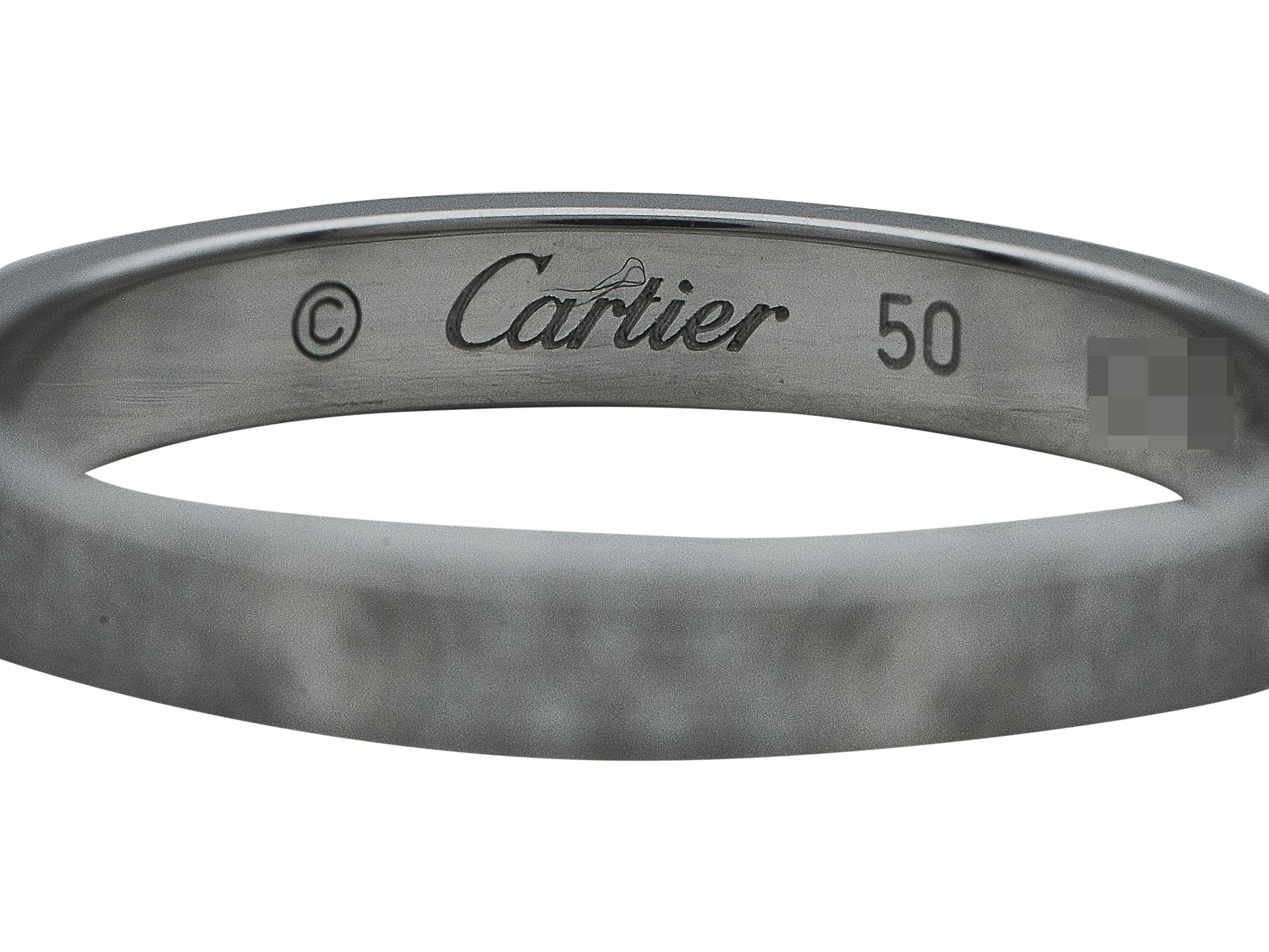 Round Cut Cartier Love Ring 18K Mini Model White Gold Pavé Size 50 For Sale