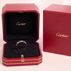 Cartier Love Ring 18K Rose Gold 3 Rows Pave Diamond Band Size 7 (55) Full Set