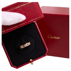 Cartier Love Ring 18K Rose Gold 3 Rows Pave Diamond Band Size 7 (55) Full Set