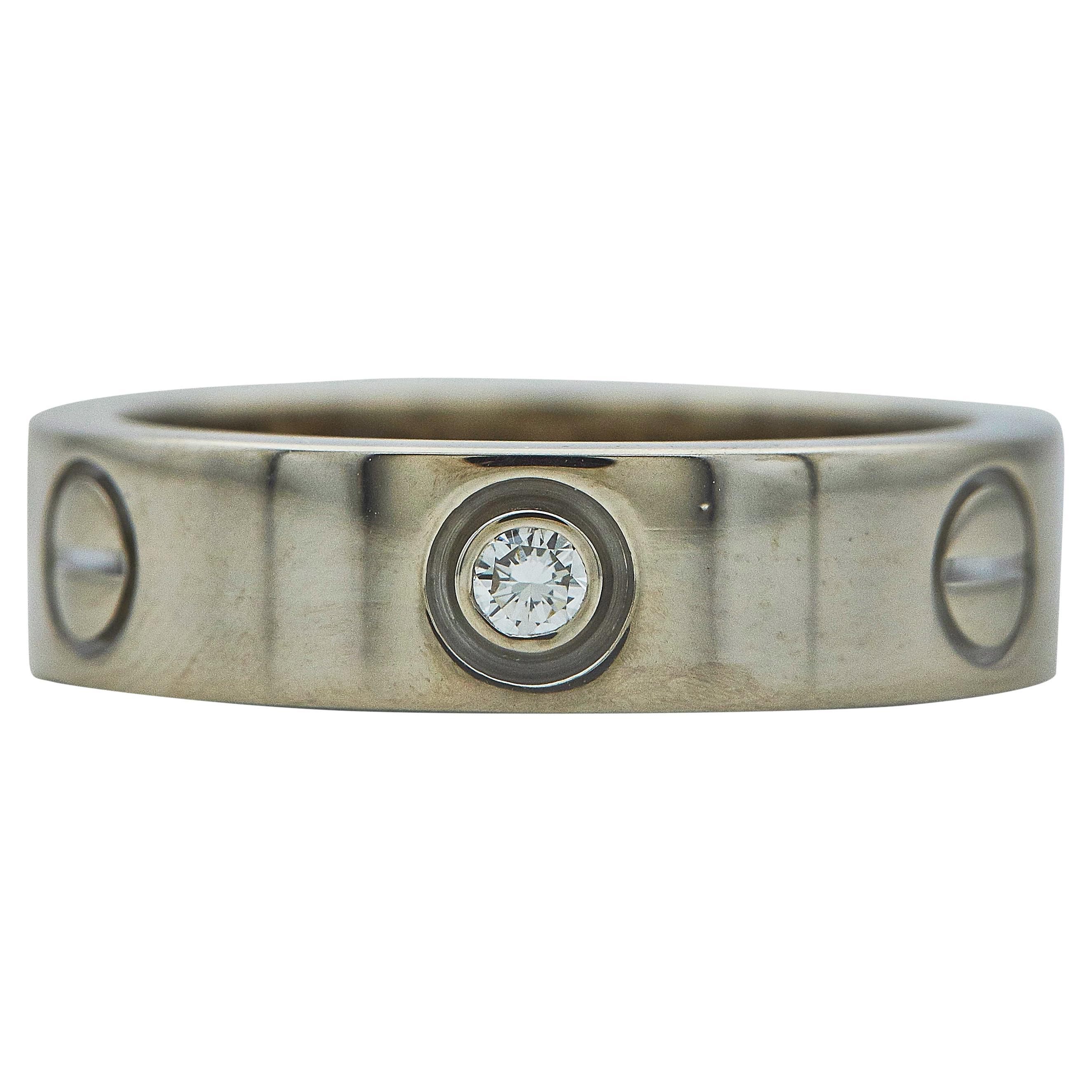 Anello Cartier Love in oro bianco 18 carati con 3 diamanti, misura 56