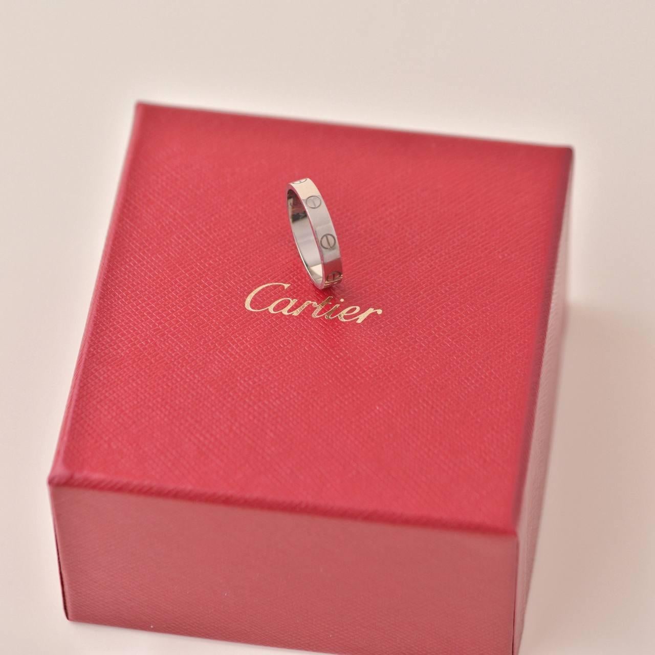 Women's or Men's Cartier Love Ring 18K White Gold Small Model Size 56
