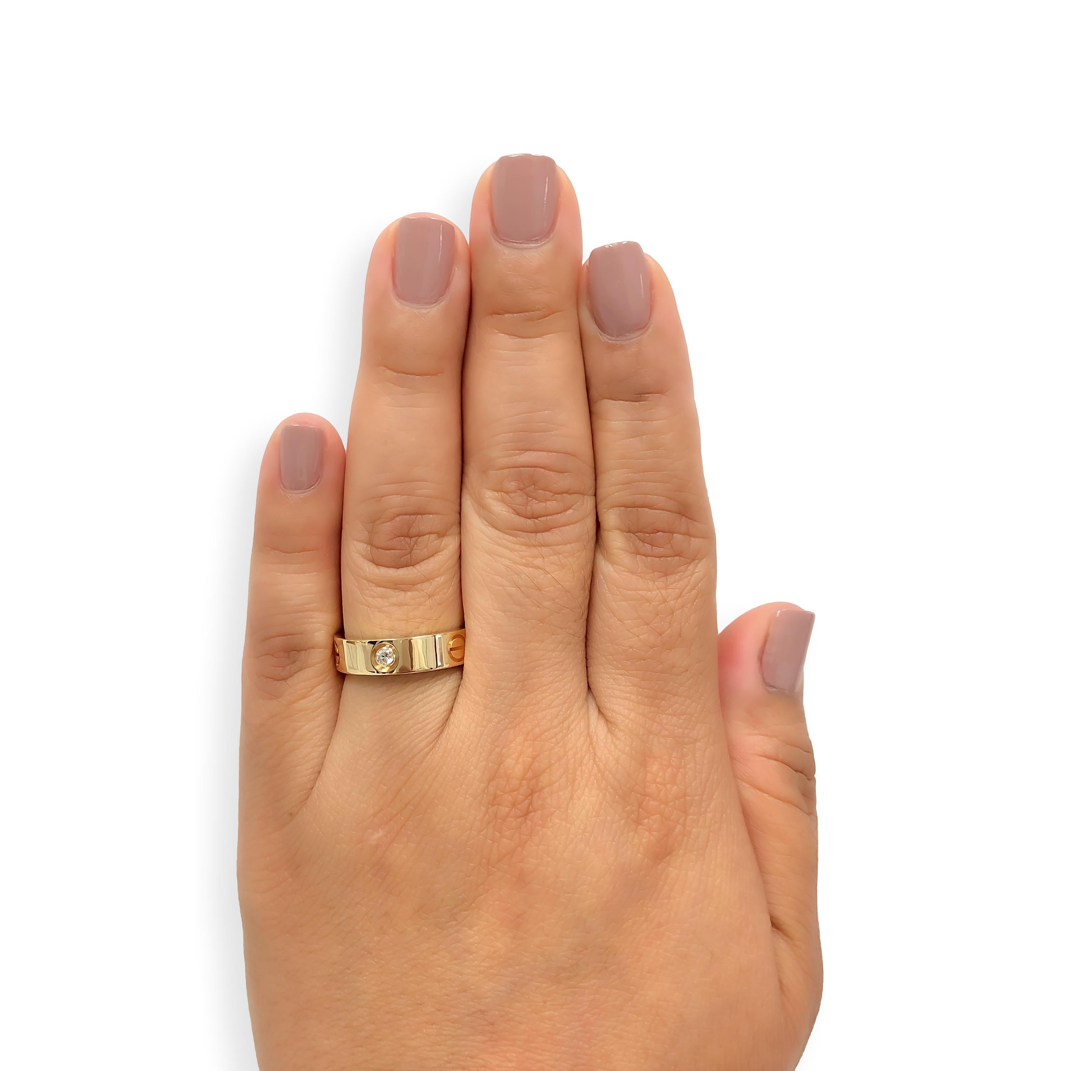 Cartier Love Ring 18K Yellow Gold 3 Diamonds Band Size 60  US 9.25 Box & Papers Herren im Angebot