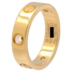 Cartier Love Ring 18K Yellow Gold 3 Diamonds Band Size 60  US 9.25 Box & Papers
