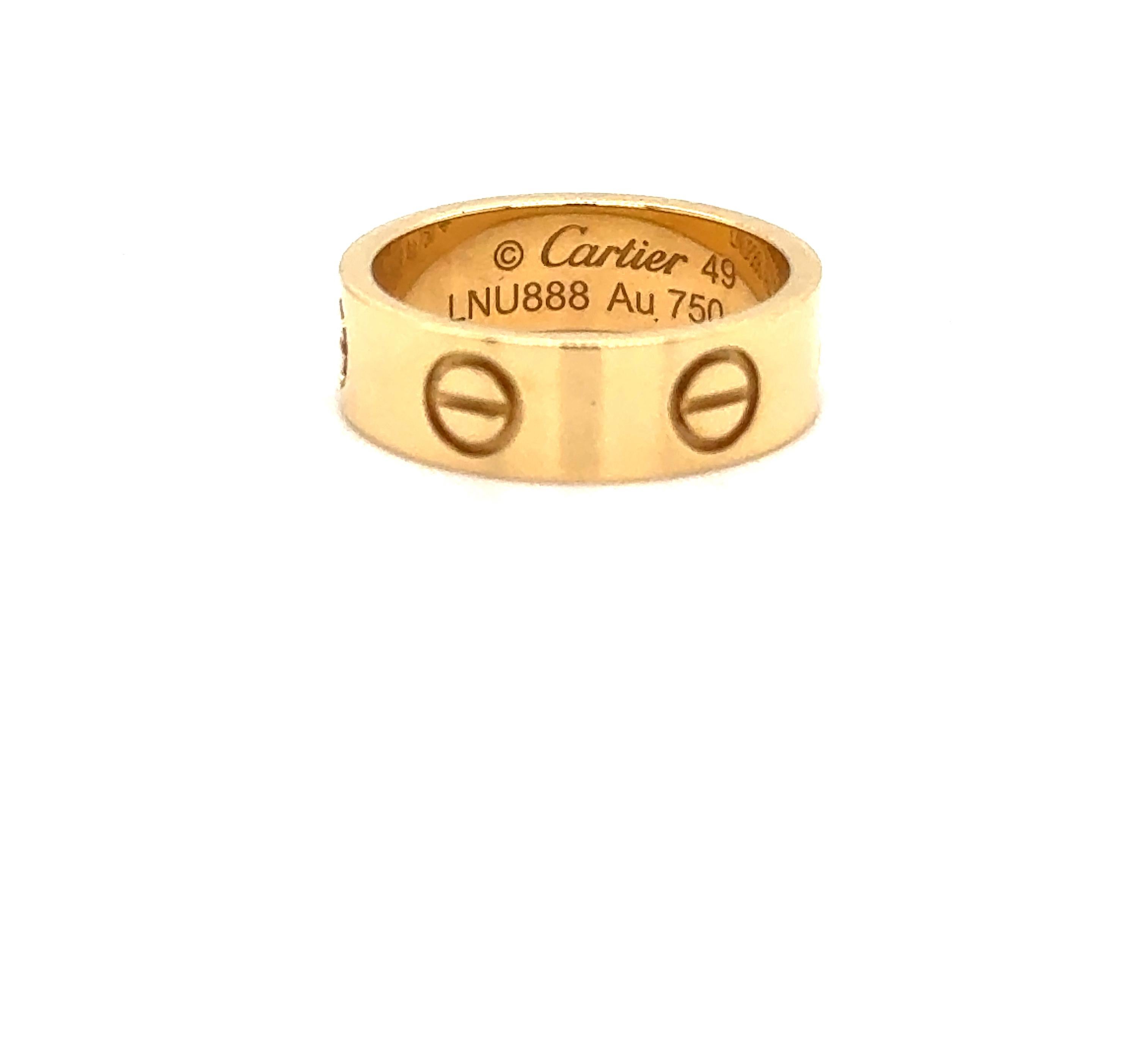 Contemporary Cartier Love Ring 18k Yellow Gold Size 49