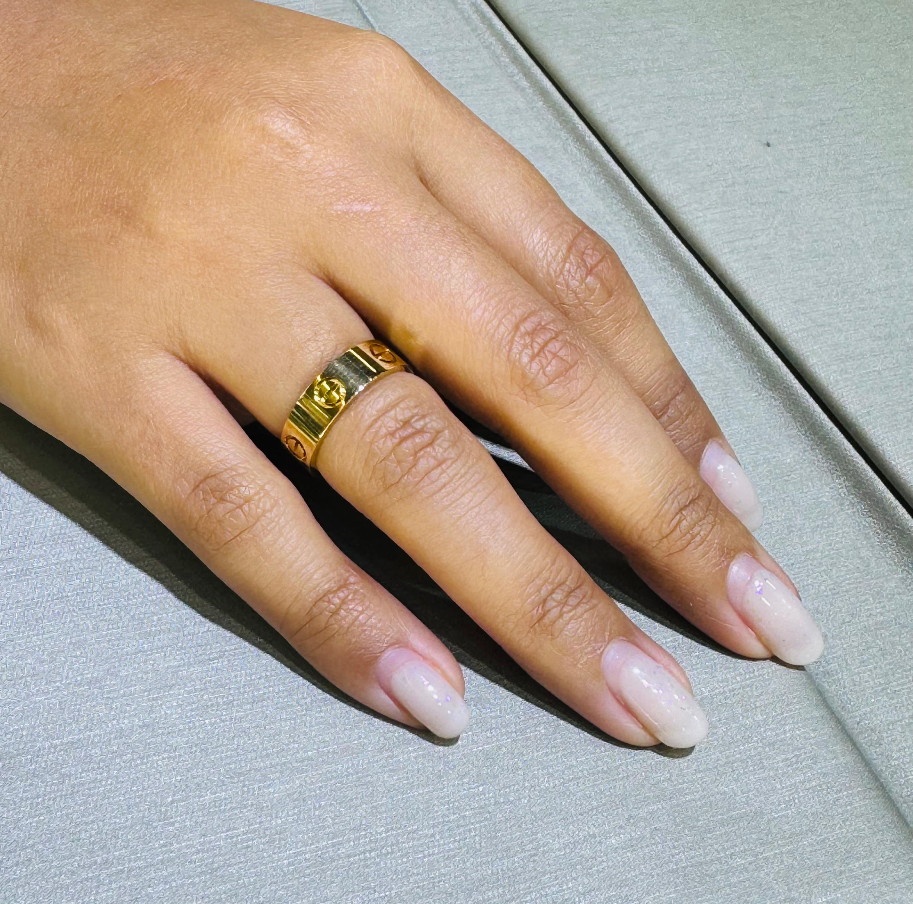Cartier Love Ring 18k Yellow Gold Size 53 In Excellent Condition In MIAMI, FL
