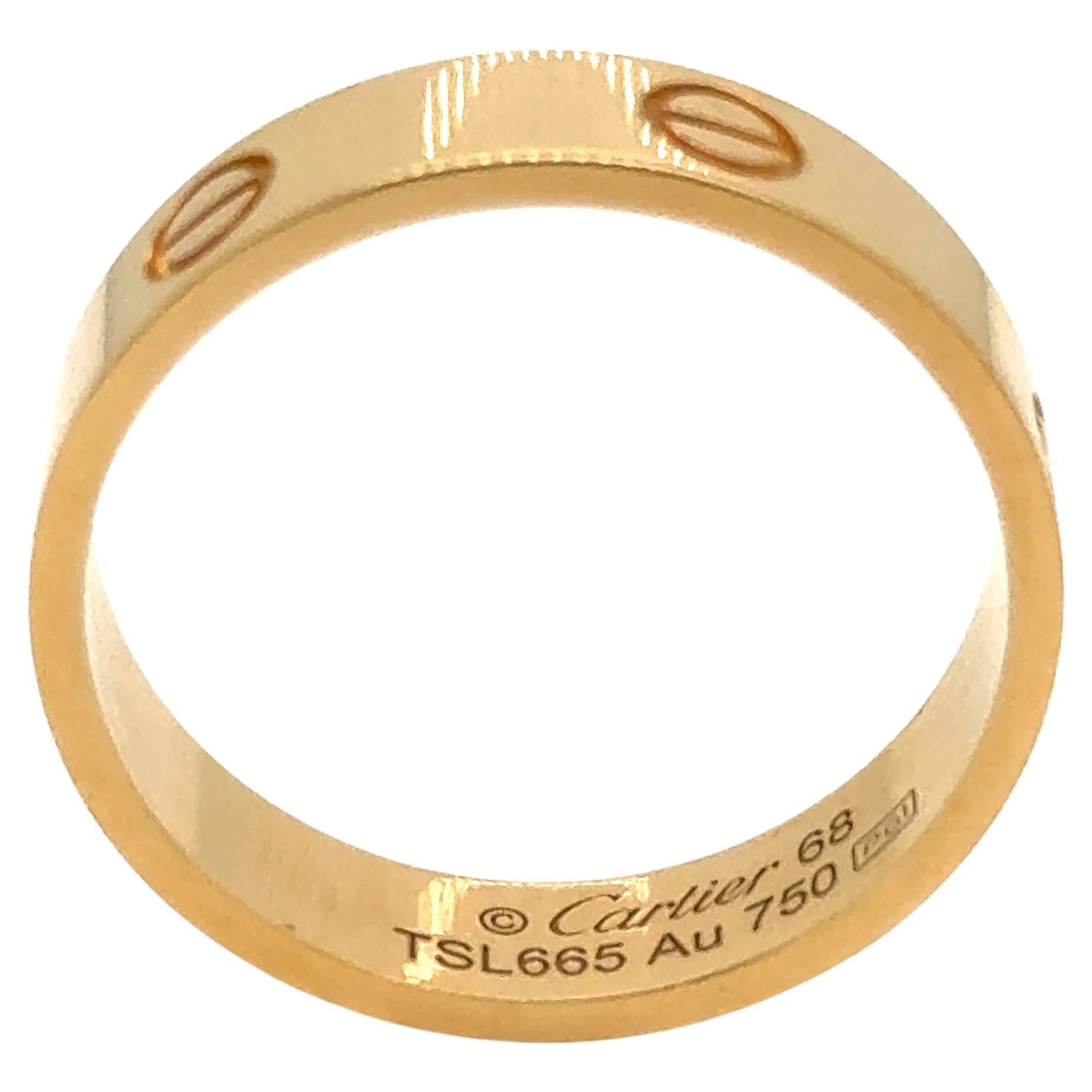 Contemporary Cartier Love Ring 18k Yellow Gold Size 68