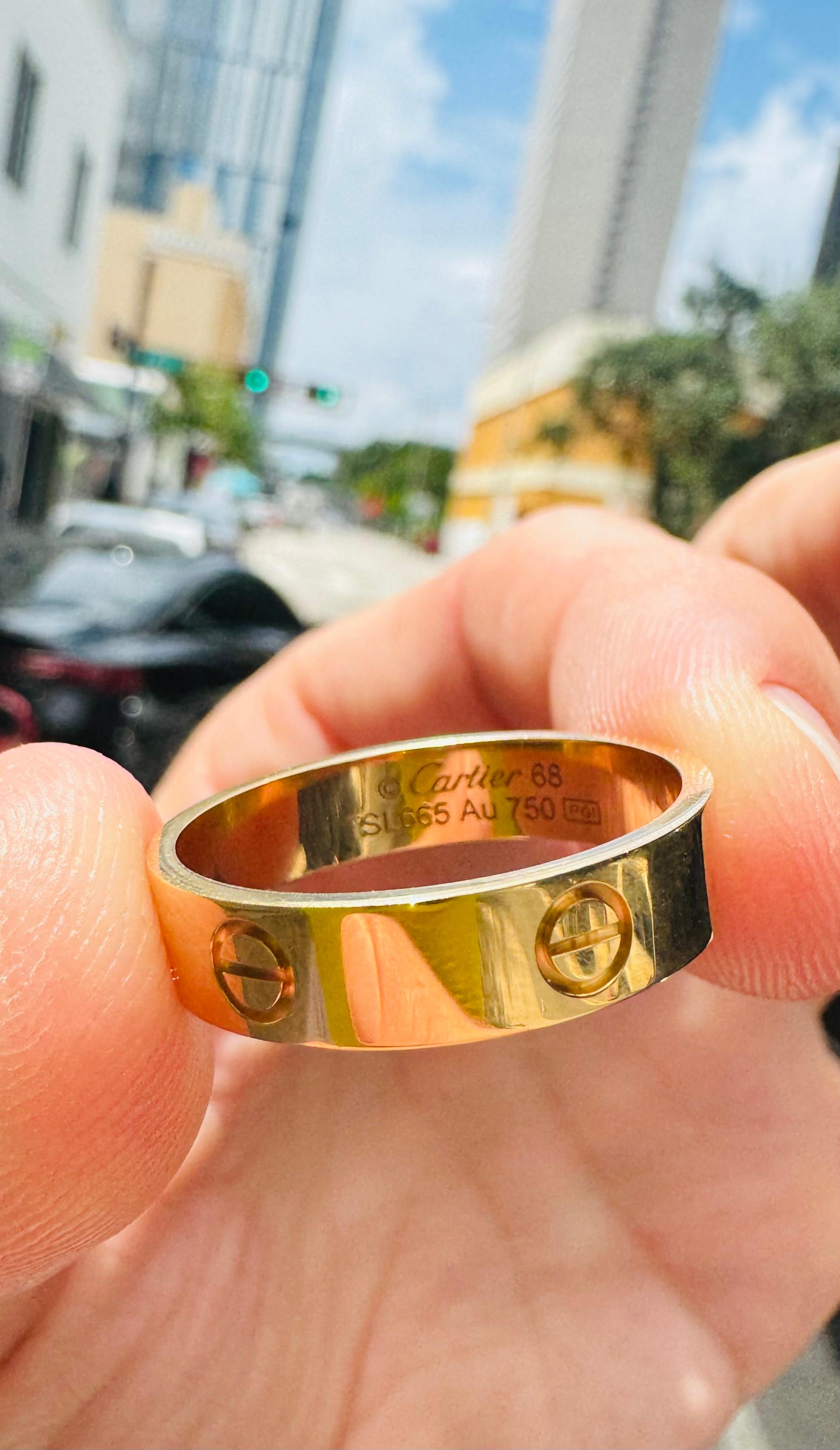 Women's or Men's Cartier Love Ring 18k Yellow Gold Size 68