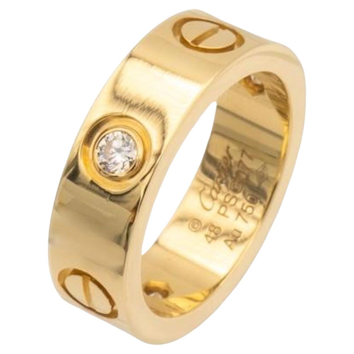Cartier Bague d'amour à trois diamants en or jaune 18 carats