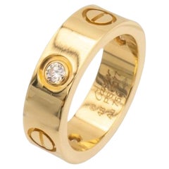 Cartier Love Ring 18K Yellow Gold Three Diamonds Band