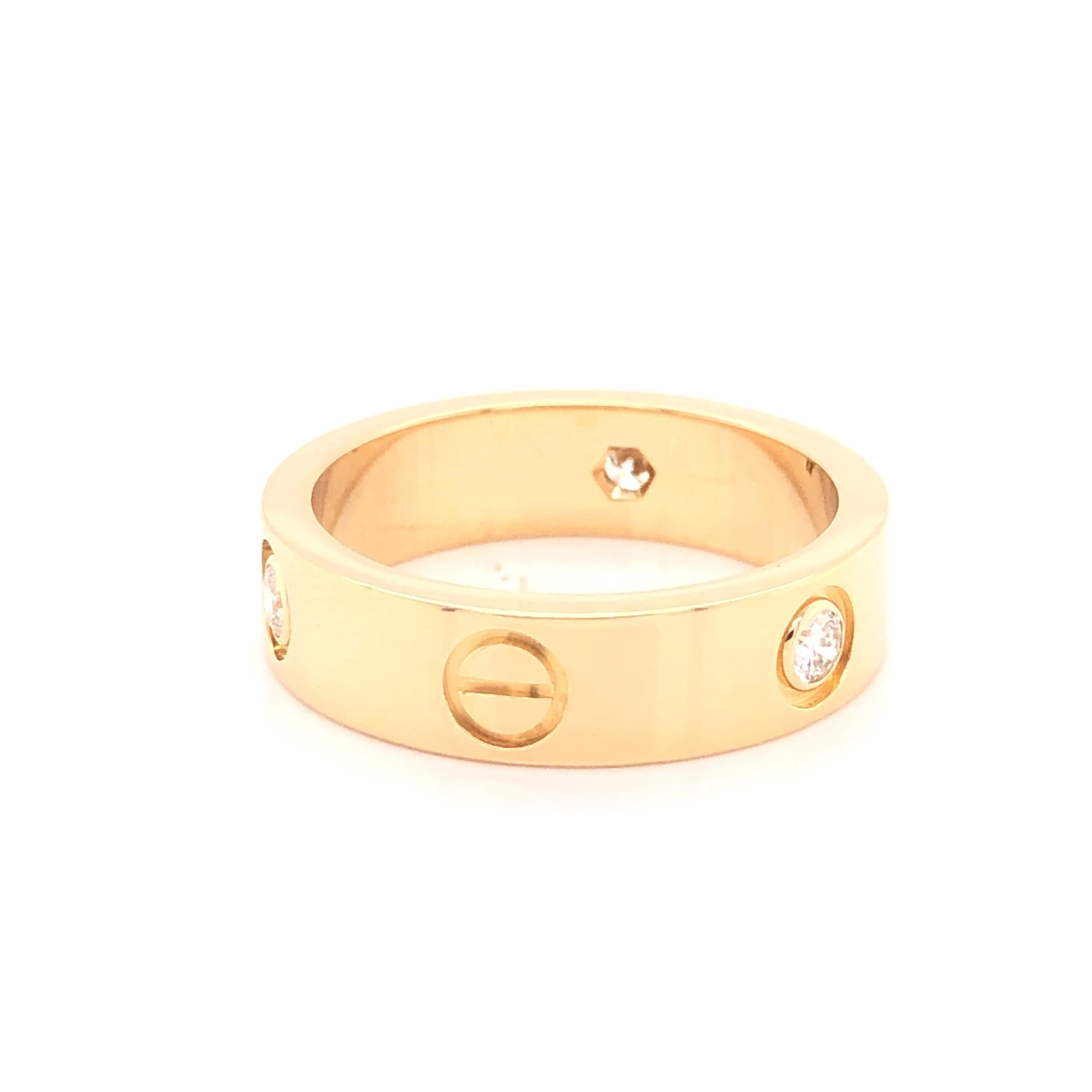 cartier love ring 3 diamonds