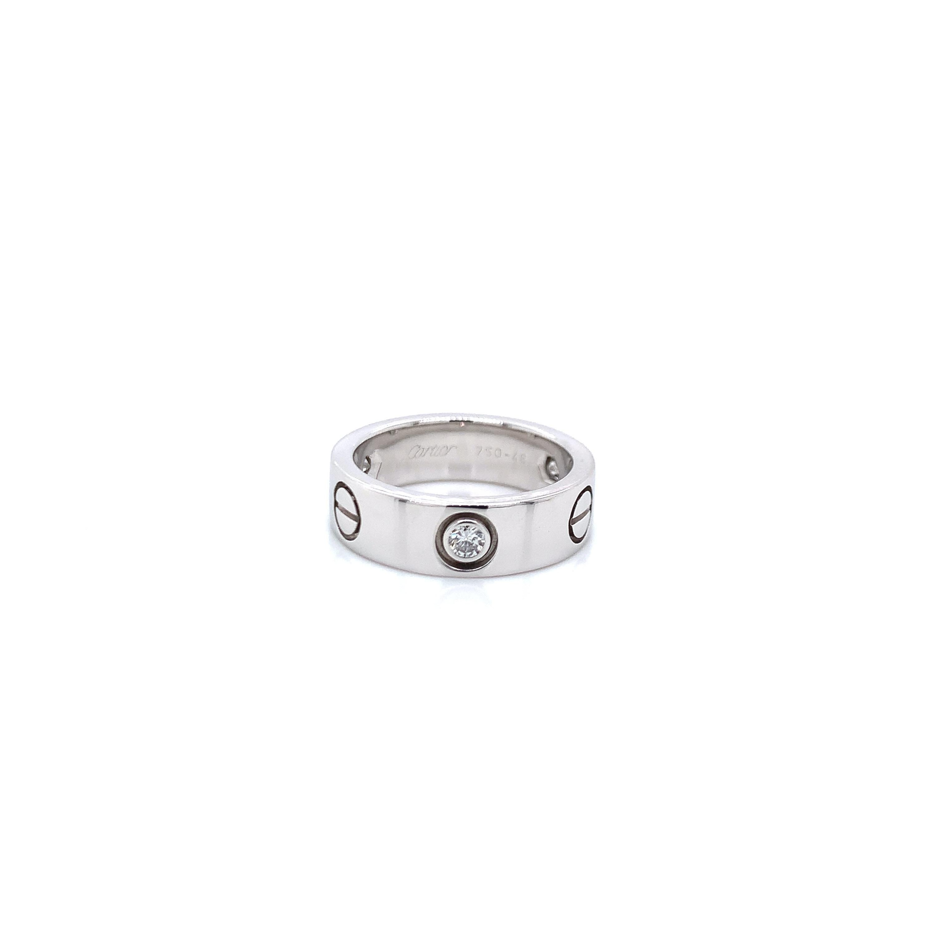 Women's or Men's Cartier Love Ring, 3 Diamonds For Sale