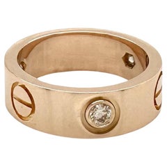 Cartier Love Ring, 3 Diamanten in 18 Karat Roségold Größe 50