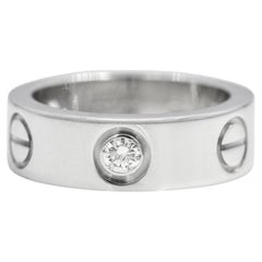 Anello Cartier Love con 3 diamanti taglio brillante rotondo, oro bianco 18 carati, misura 3,75, con certificato