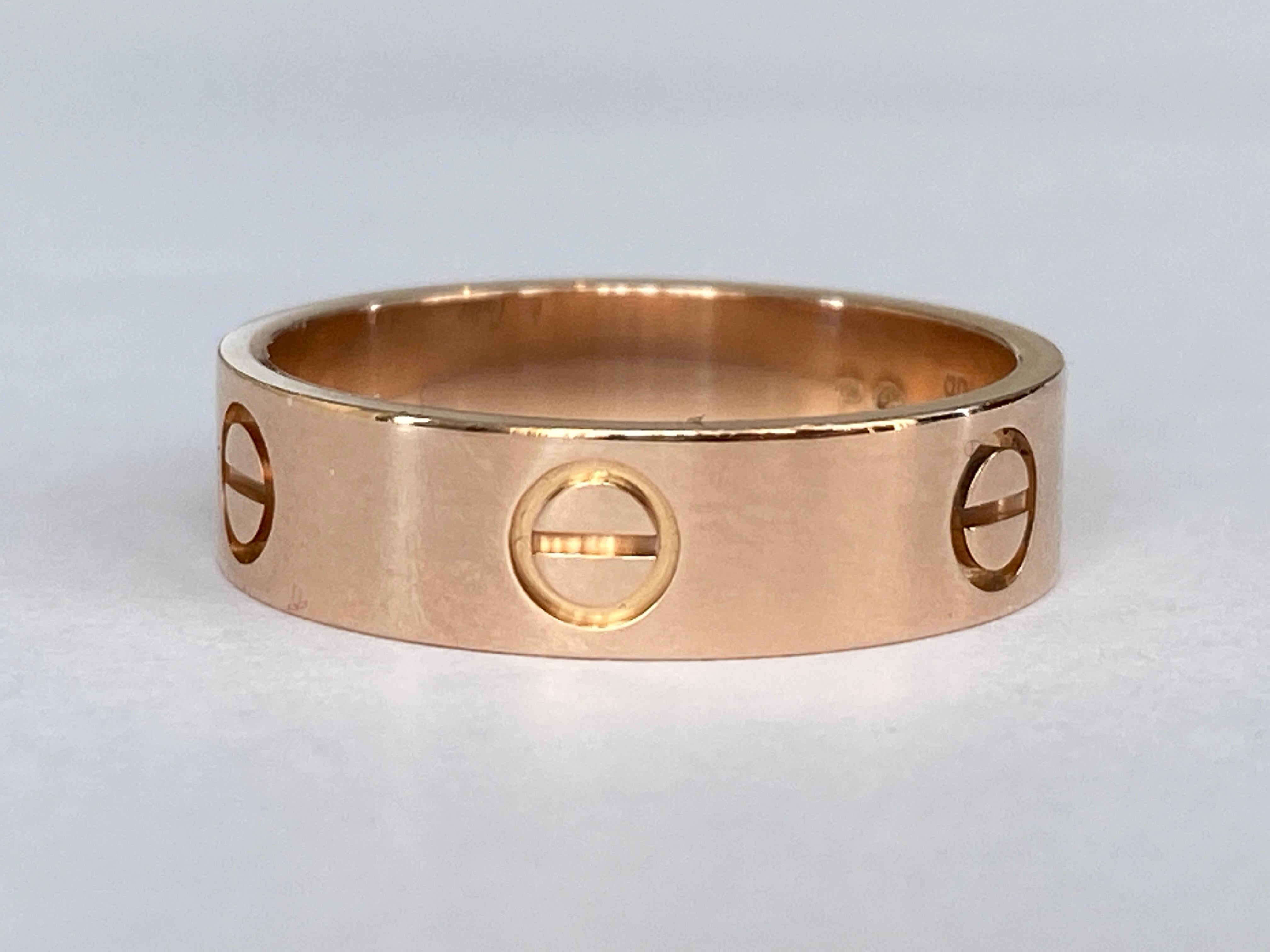 Modernist Cartier Love Ring 59 Size Wedding Band Rose Gold