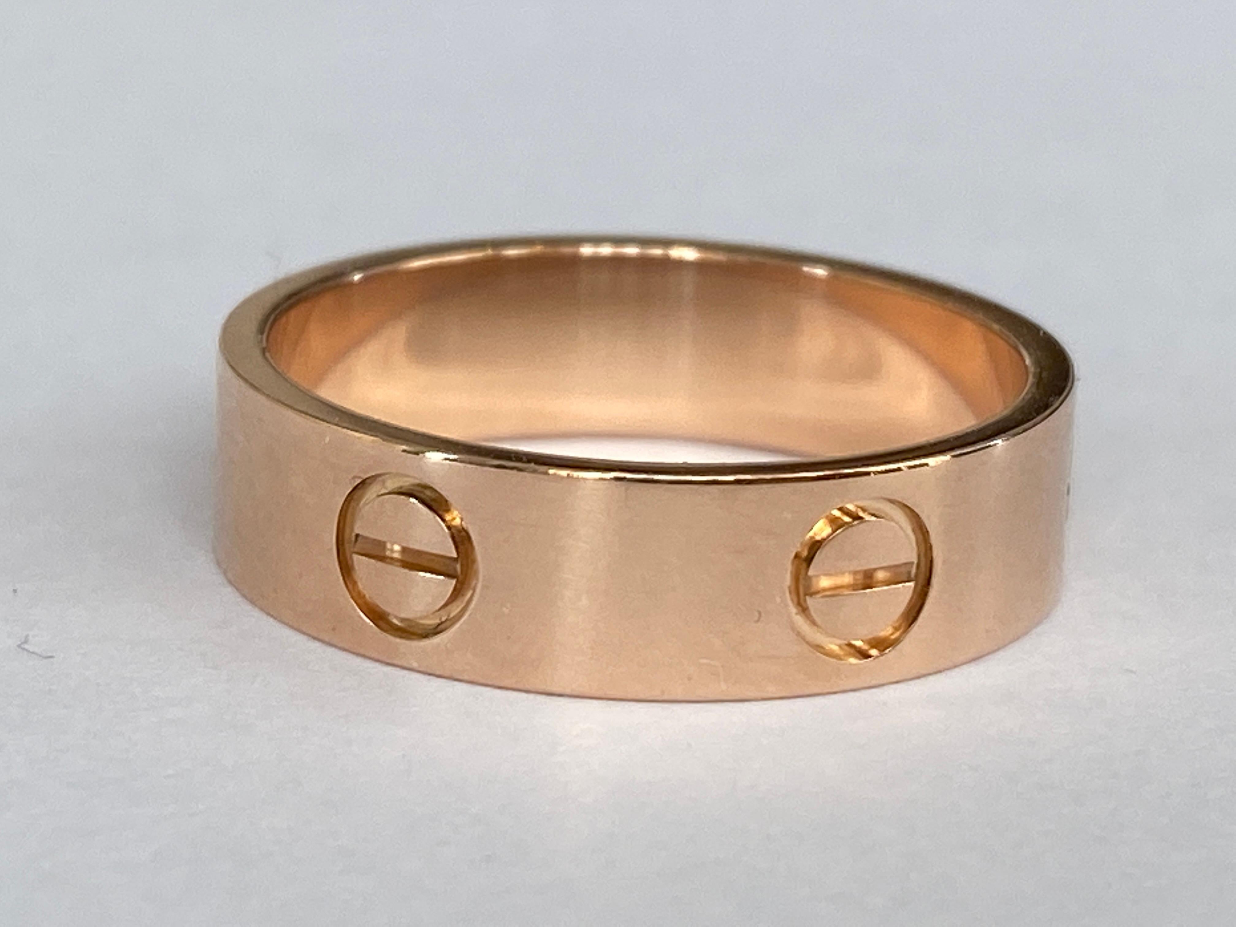 Women's or Men's Cartier Love Ring 59 Size Wedding Band Rose Gold