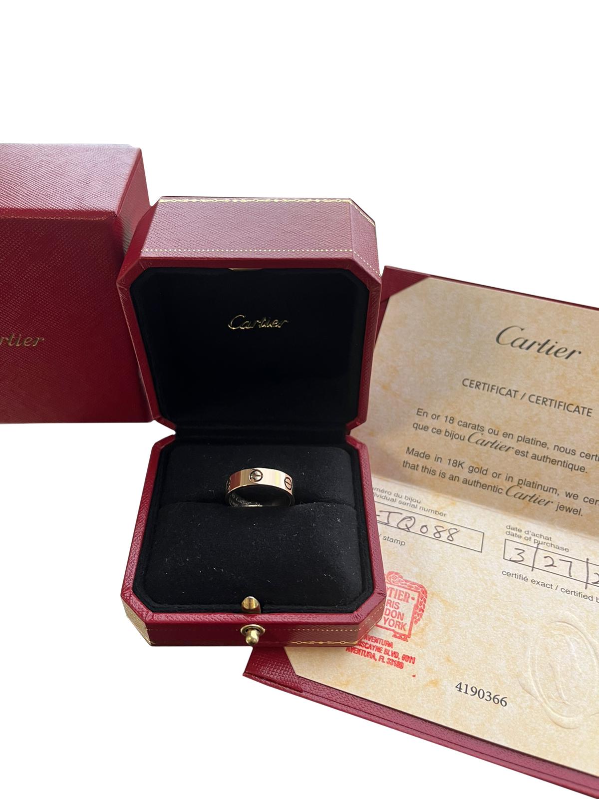 Cartier Love Ring 57 Size Wedding Band Rose Gold For Sale 4