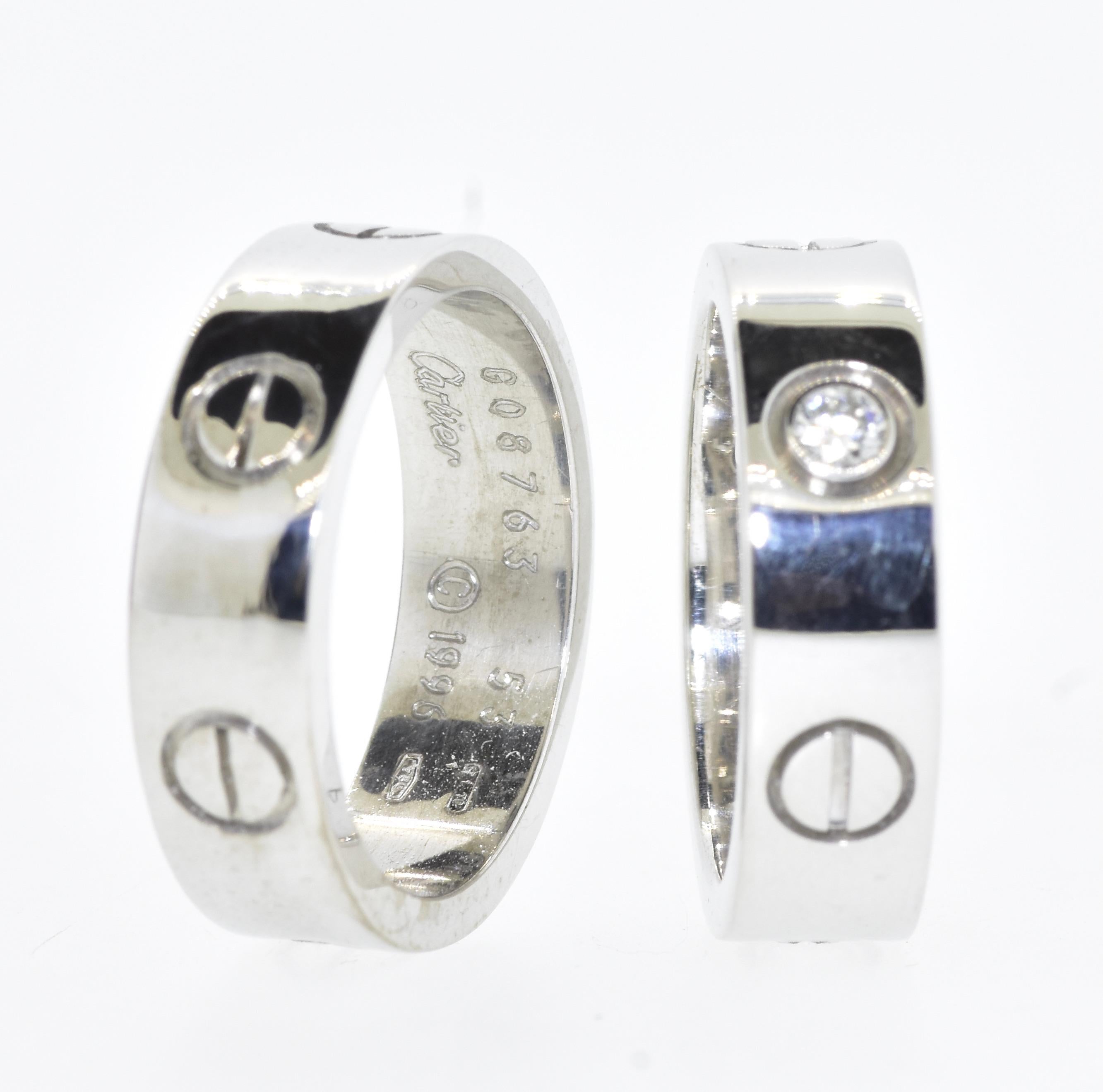 Cartier Love Ring, ein passendes Paar aus 18 Karat Weißgold 1