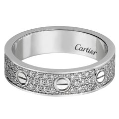 Cartier Love Ring Brilliant-Cut Paved Diamond 18k White Gold Small Model Band