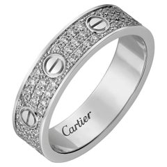 Cartier Love Ring Brilliant-Cut Paved Diamond 18k White Gold Small Model Band