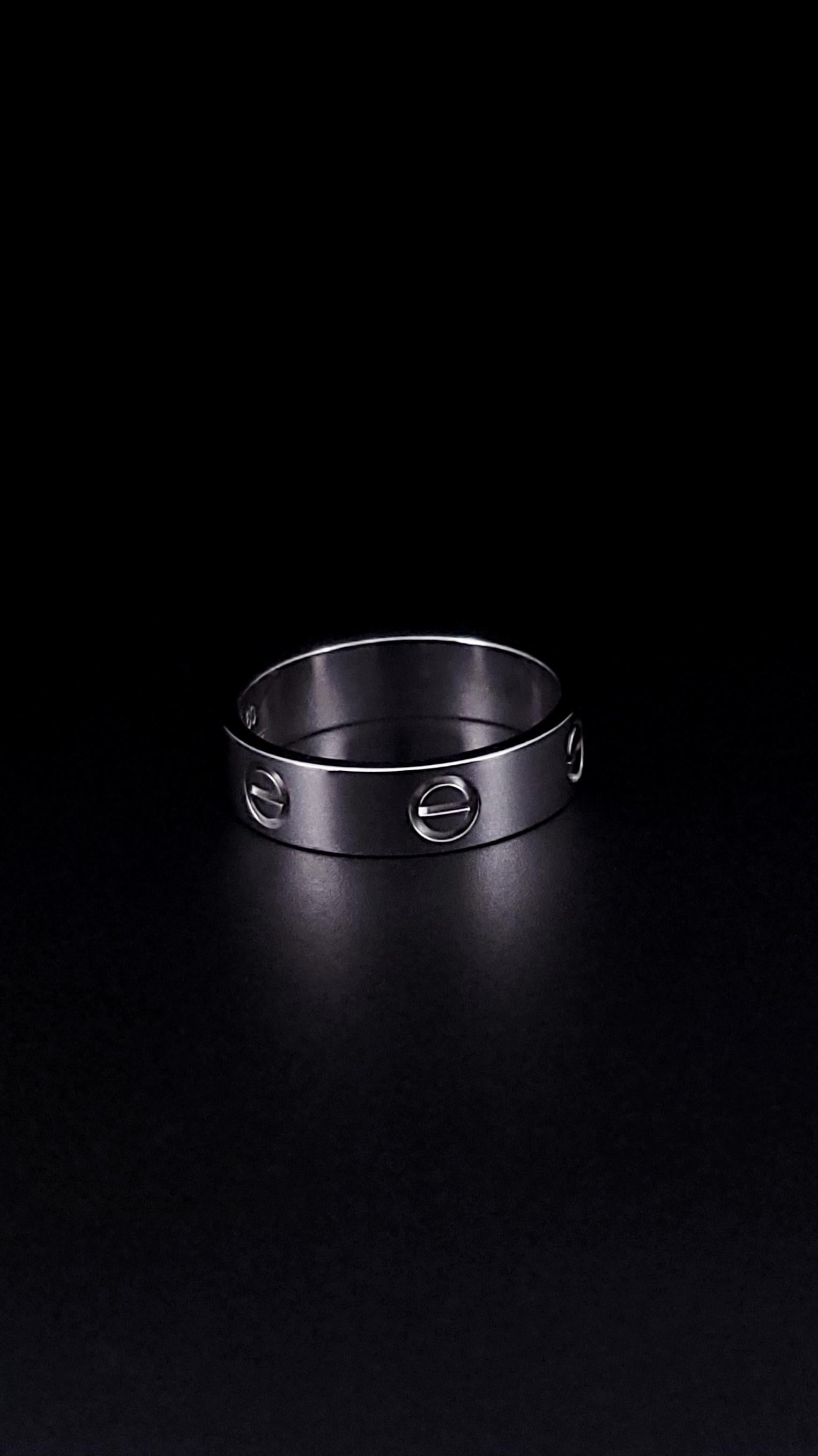 Women's or Men's Cartier Love Ring Classic Model 18k White Gold Size 60 For Sale