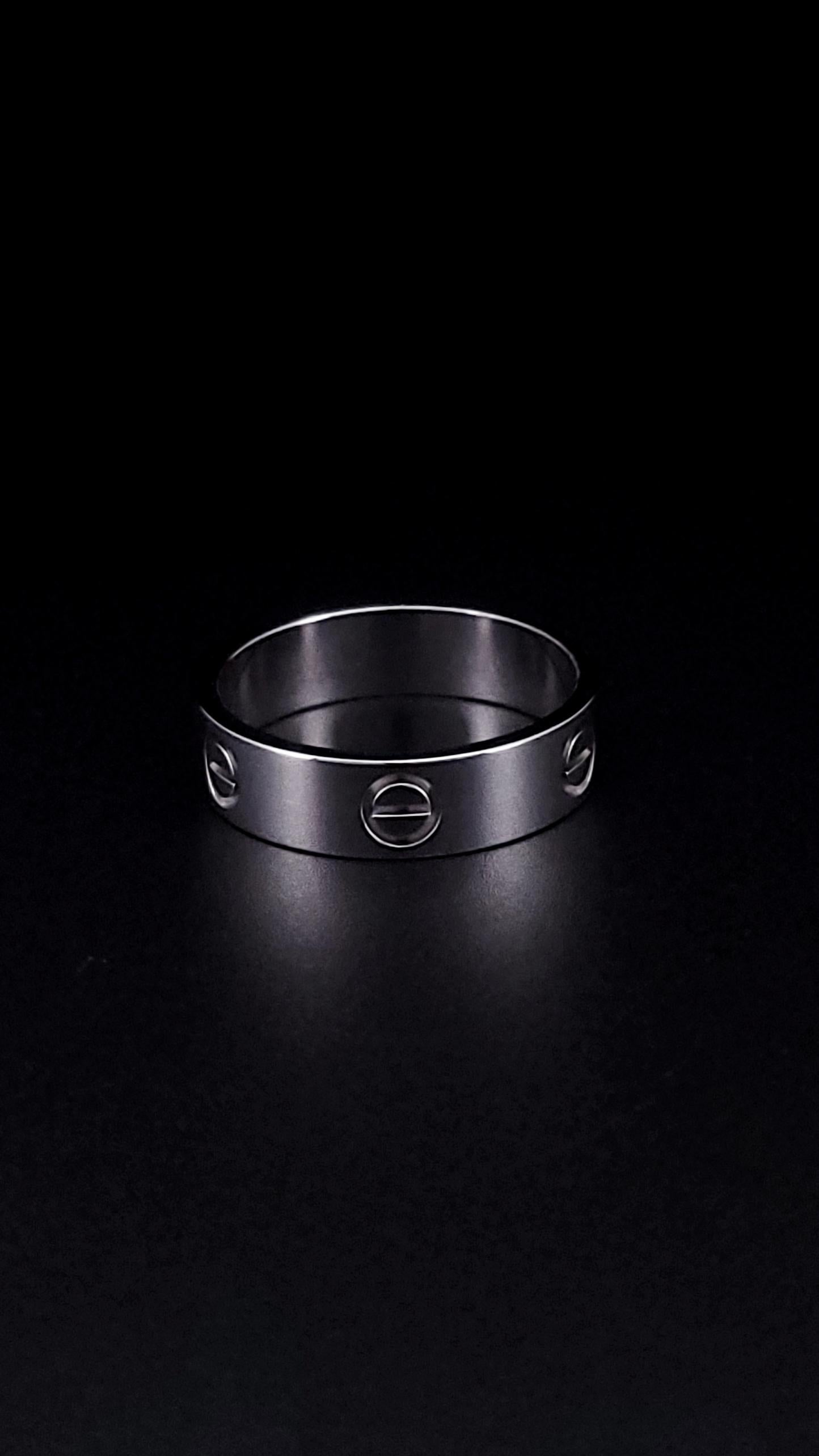 Cartier Love Ring Classic Model 18k White Gold Size 60 For Sale 1