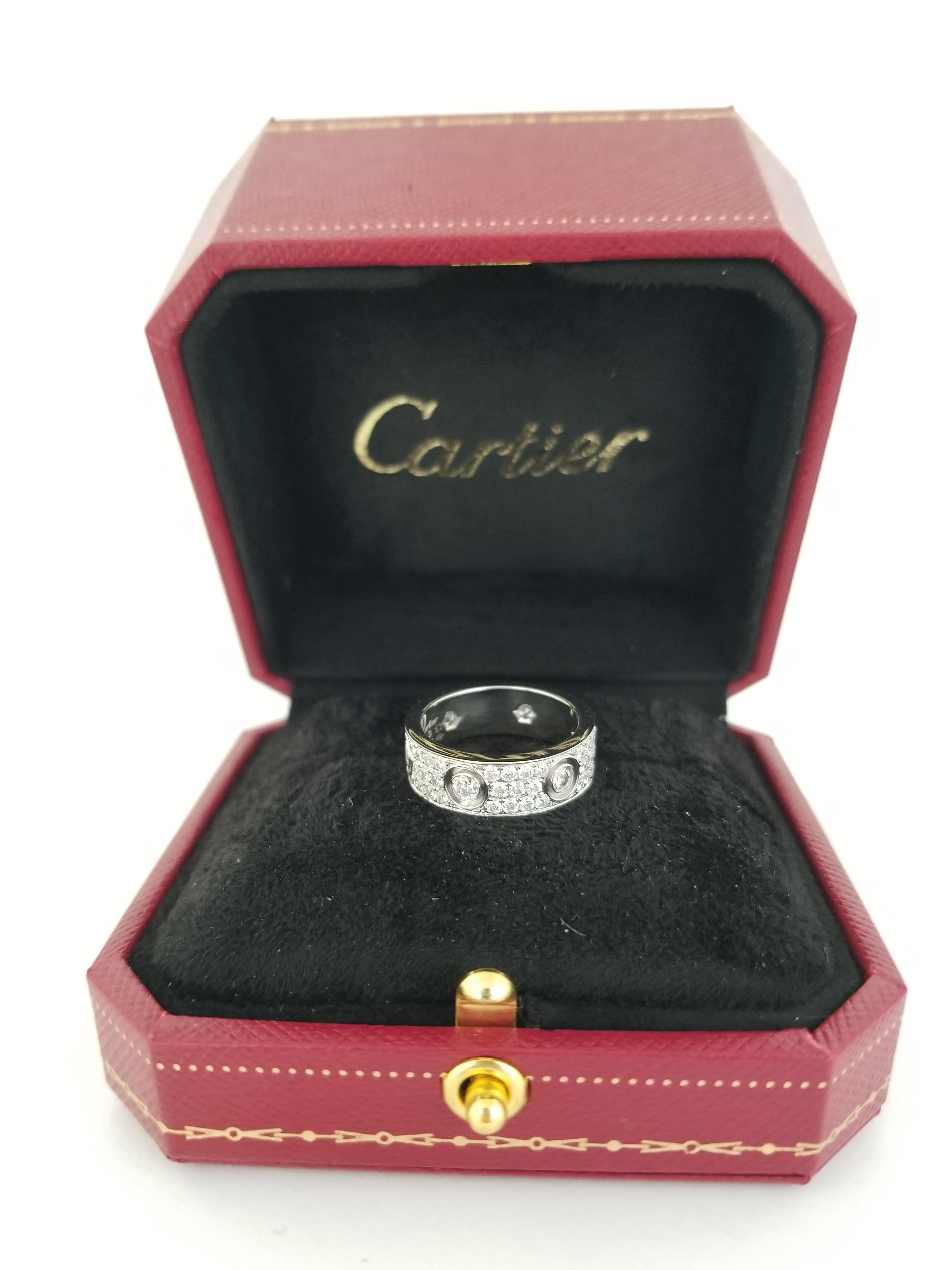 Cartier Love Ring Diamant gepflastert 18 Karat (Brillantschliff)
