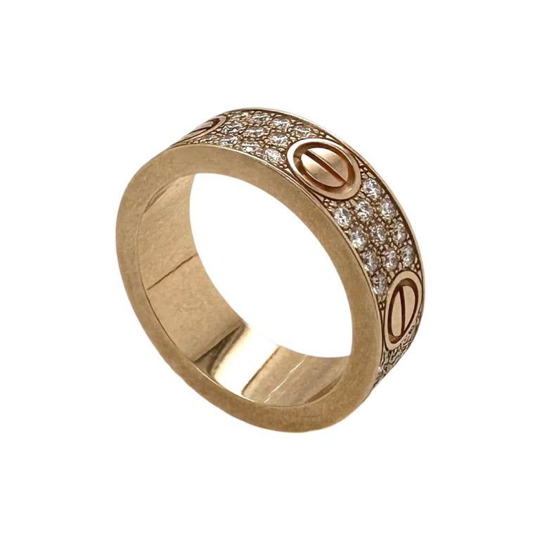 Cartier Love Ring Diamond-Paved 18k Rose Gold Size 55, 2023