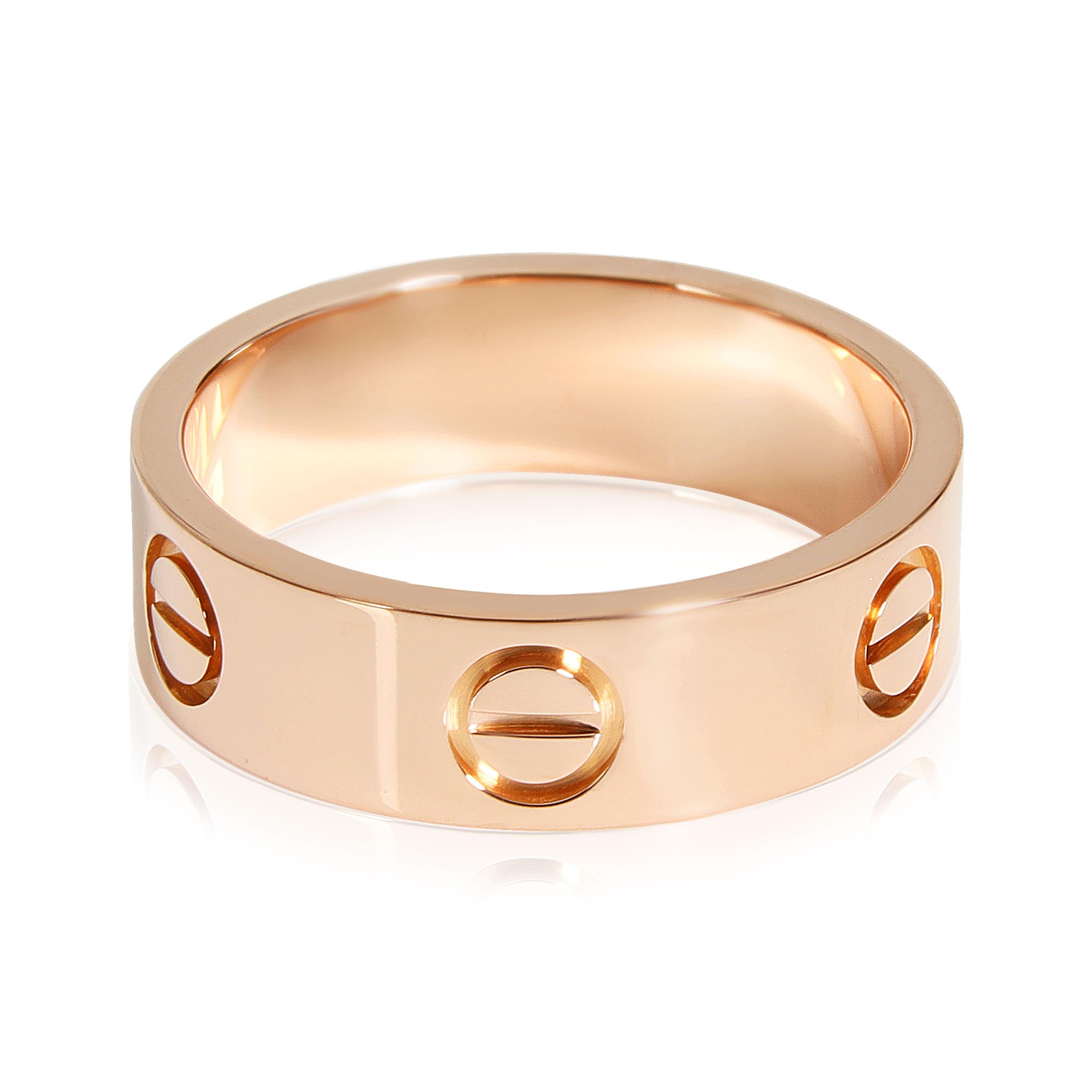 
Cartier Love Ring in 18K Pink Gold

PRIMARY DETAILS
SKU: 112363
Listing Title: Cartier Love Ring in 18K Pink Gold
Condition Description: Retails for 1,720 USD. In excellent condition and recently polished. Cartier ring size is 52.Comes with Pouch,