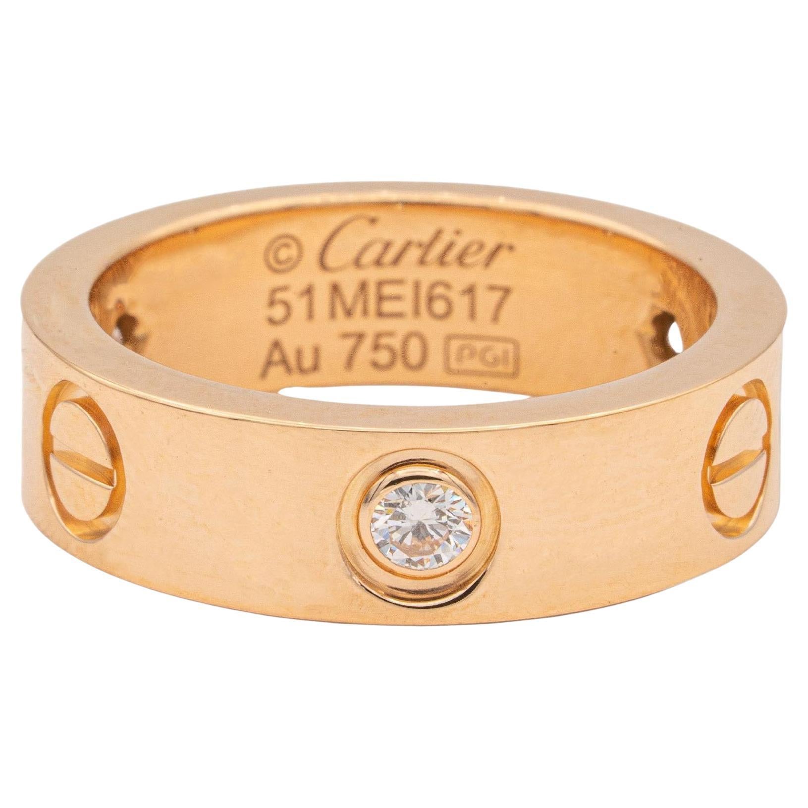 Cartier Love Ring in 18K Rose Gold with 3 Diamonds