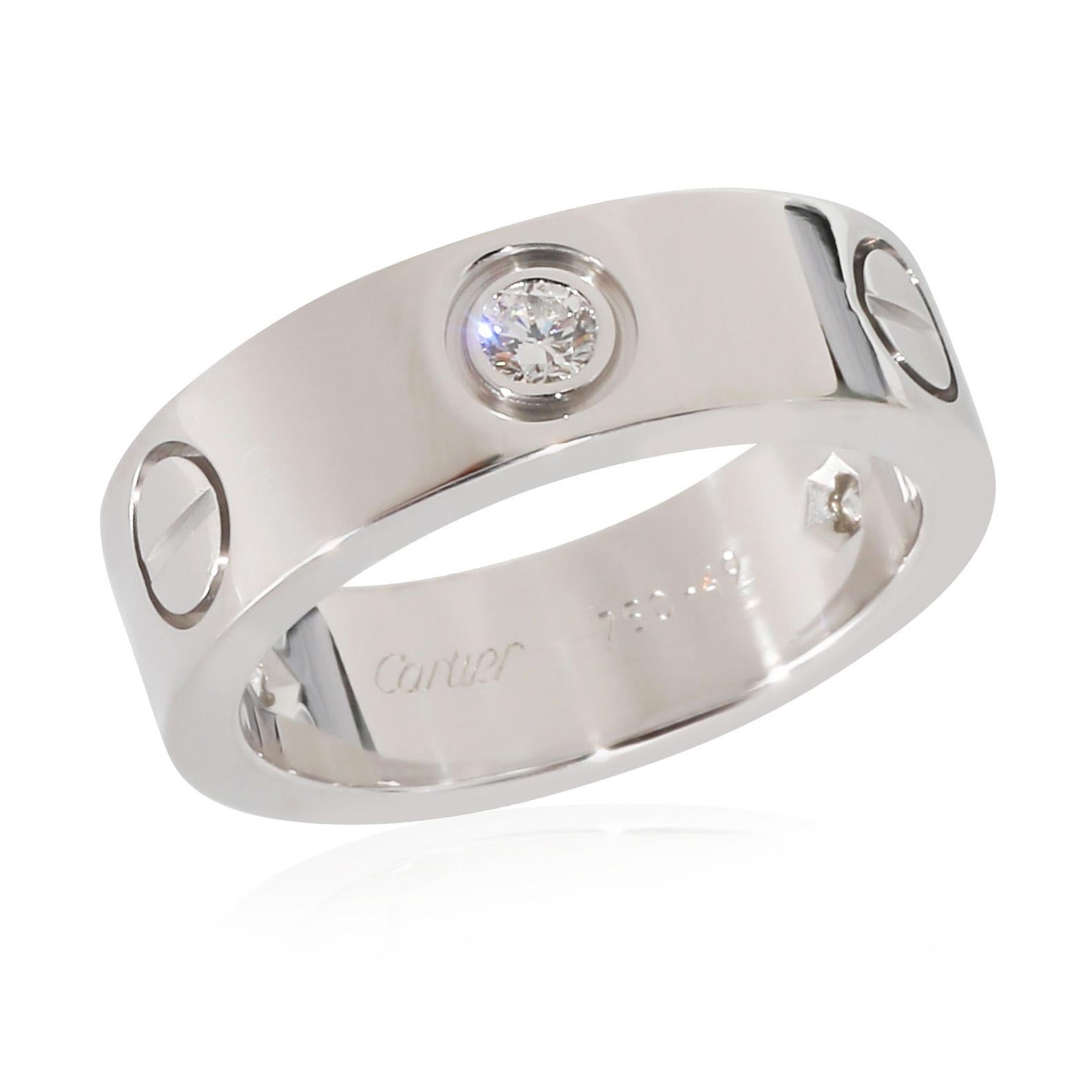 Cartier Love Ring in 18k White Gold 0.22 CTW In Excellent Condition For Sale In New York, NY