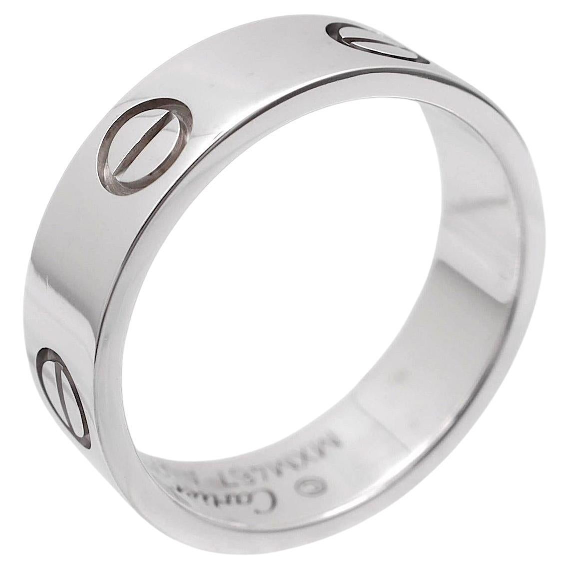 Cartier Love Ring in 18K White Gold 5.5mm Size 54 (US6.75) For Sale