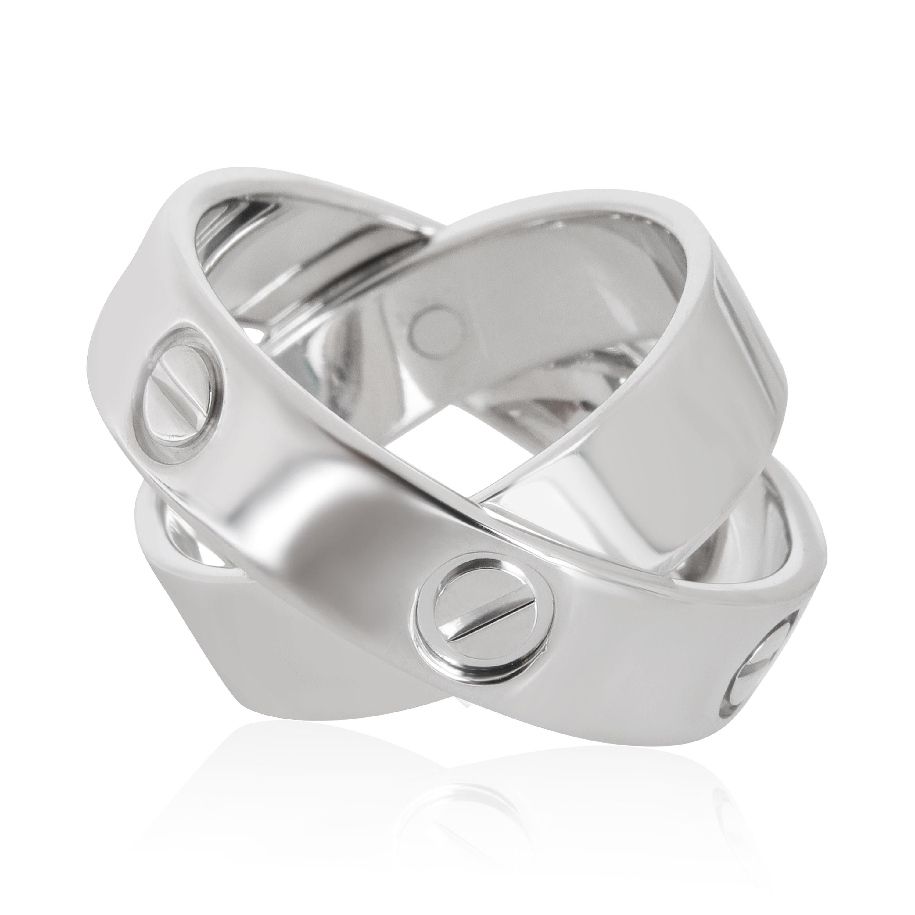Cartier Love-Ring aus 18 Karat Weißgold

PRIMÄRE DETAILS
SKU: 112564
Titel der Auflistung: Cartier Love Ring in 18K Weißgold
Condit Beschreibung: Verkauft für 2300 USD. In ausgezeichnetem Zustand und kürzlich poliert. Die Ringgröße ist 55.
Marke:
