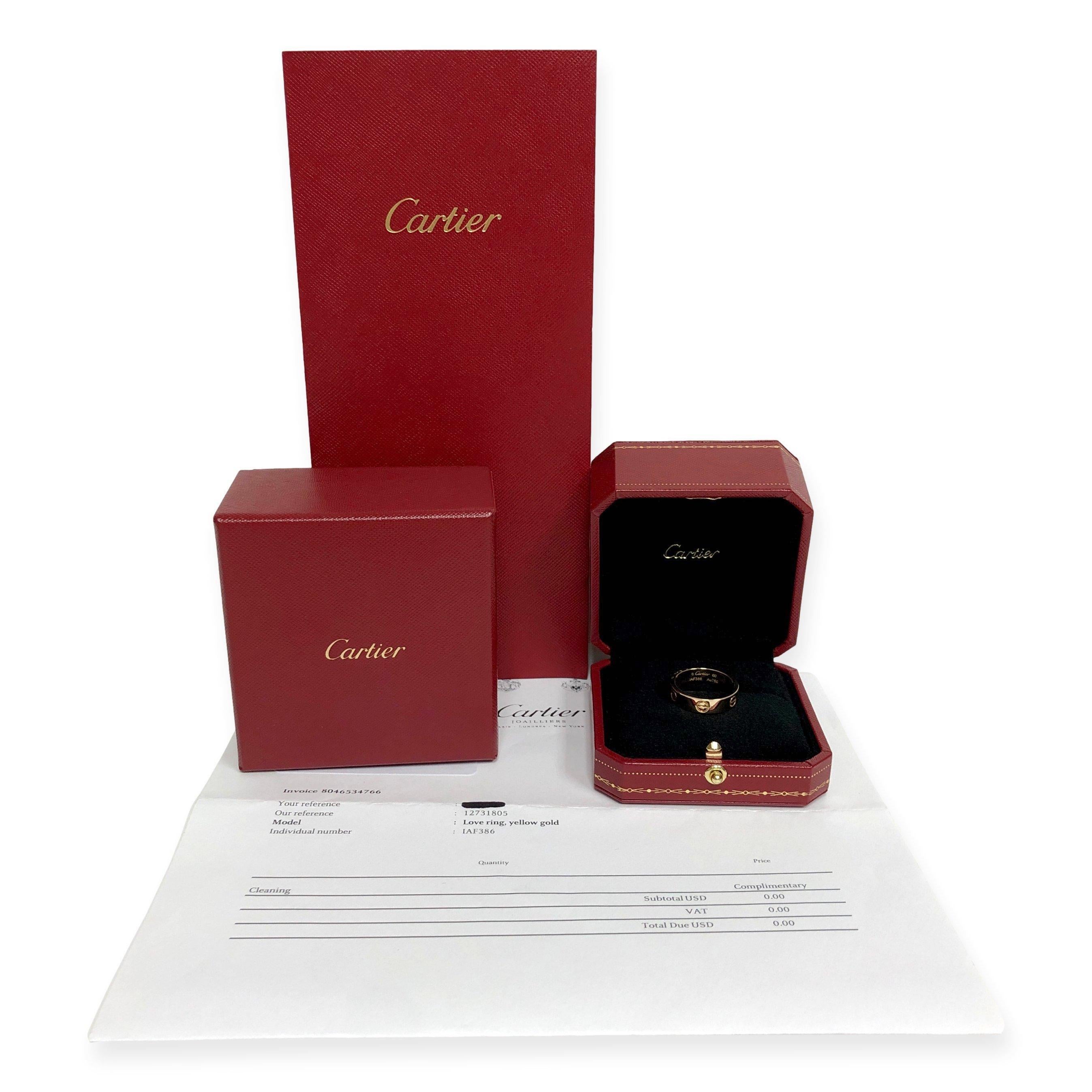 Modern Cartier Love Ring in 18K Yellow Gold 5.5mm Size 60 (US 9)