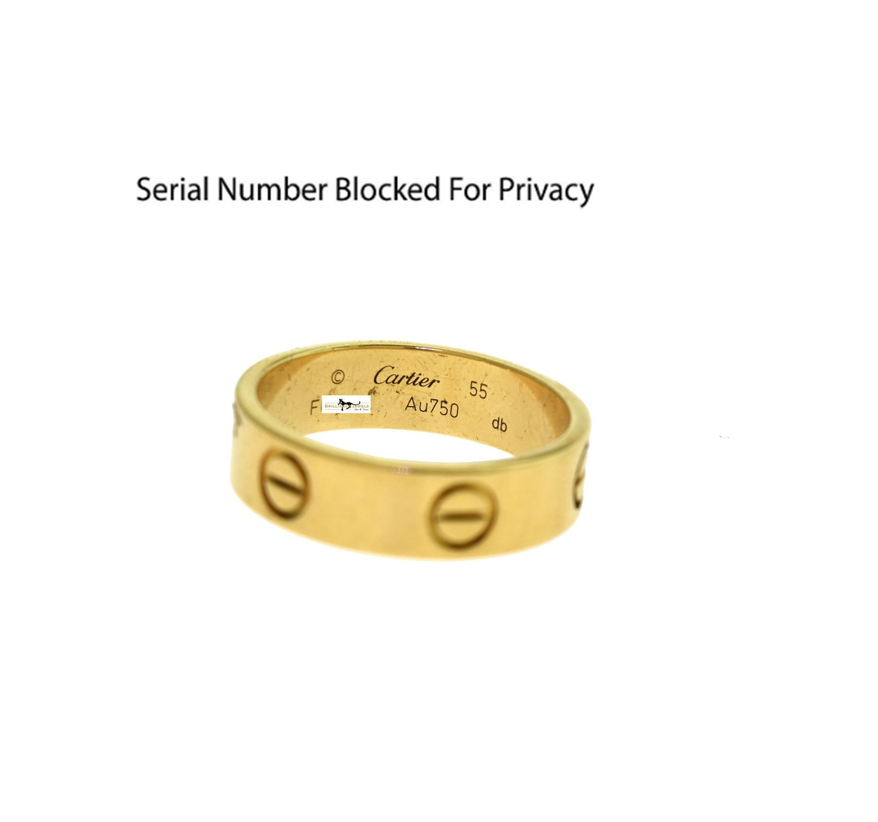 Cartier Love Ring in 18 Karat Yellow Gold Euro Ring In Good Condition In Miami, FL