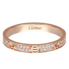 Cartier Love Ring Mini Model 72 Brilliant Cut Paved Diamonds Rose Gold Size 55