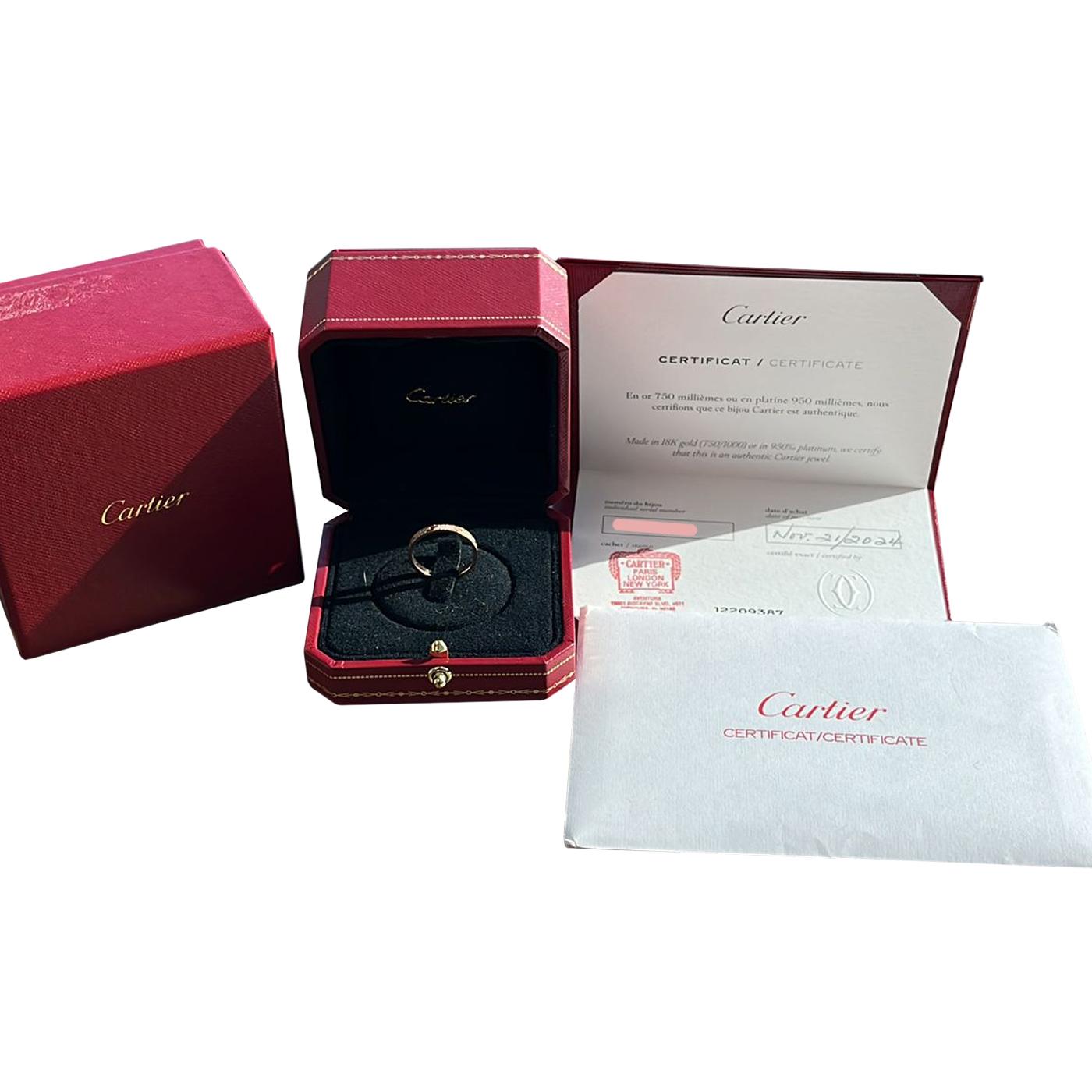 Anillo Cartier Love Mini Modelo 72 Diamantes pavé talla brillante Oro rosa Talla 55 Corte brillante en venta