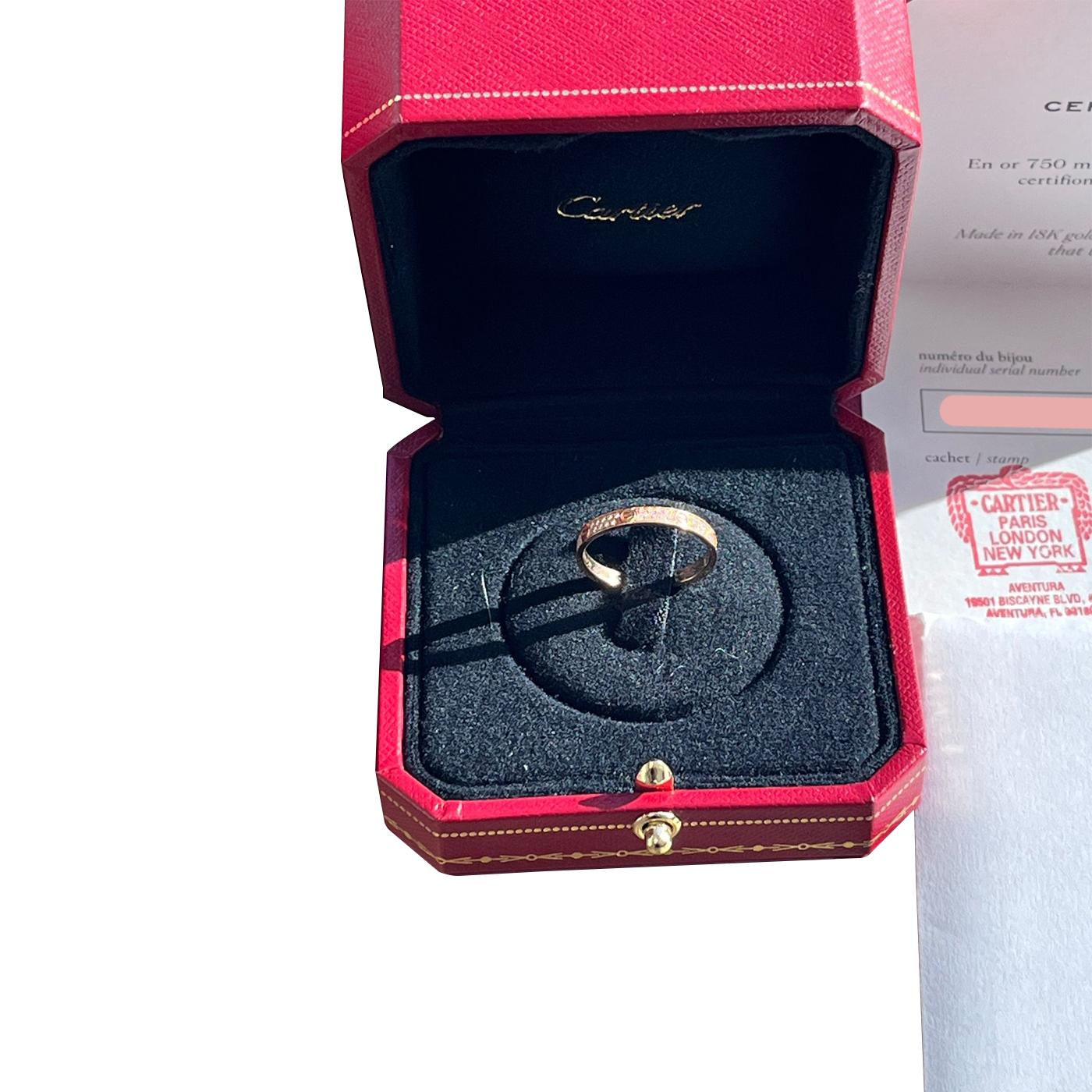 Anillo Cartier Love Mini Modelo 72 Diamantes pavé talla brillante Oro rosa Talla 55 en venta 1
