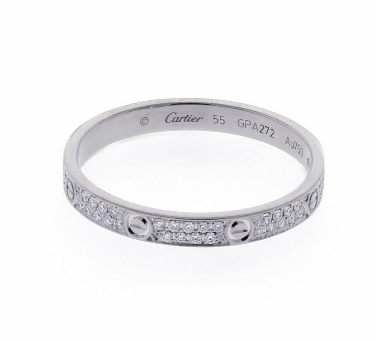 Cartier LOVE Ring – Mini Model, Paved Diamonds, White Gold  display picture 3