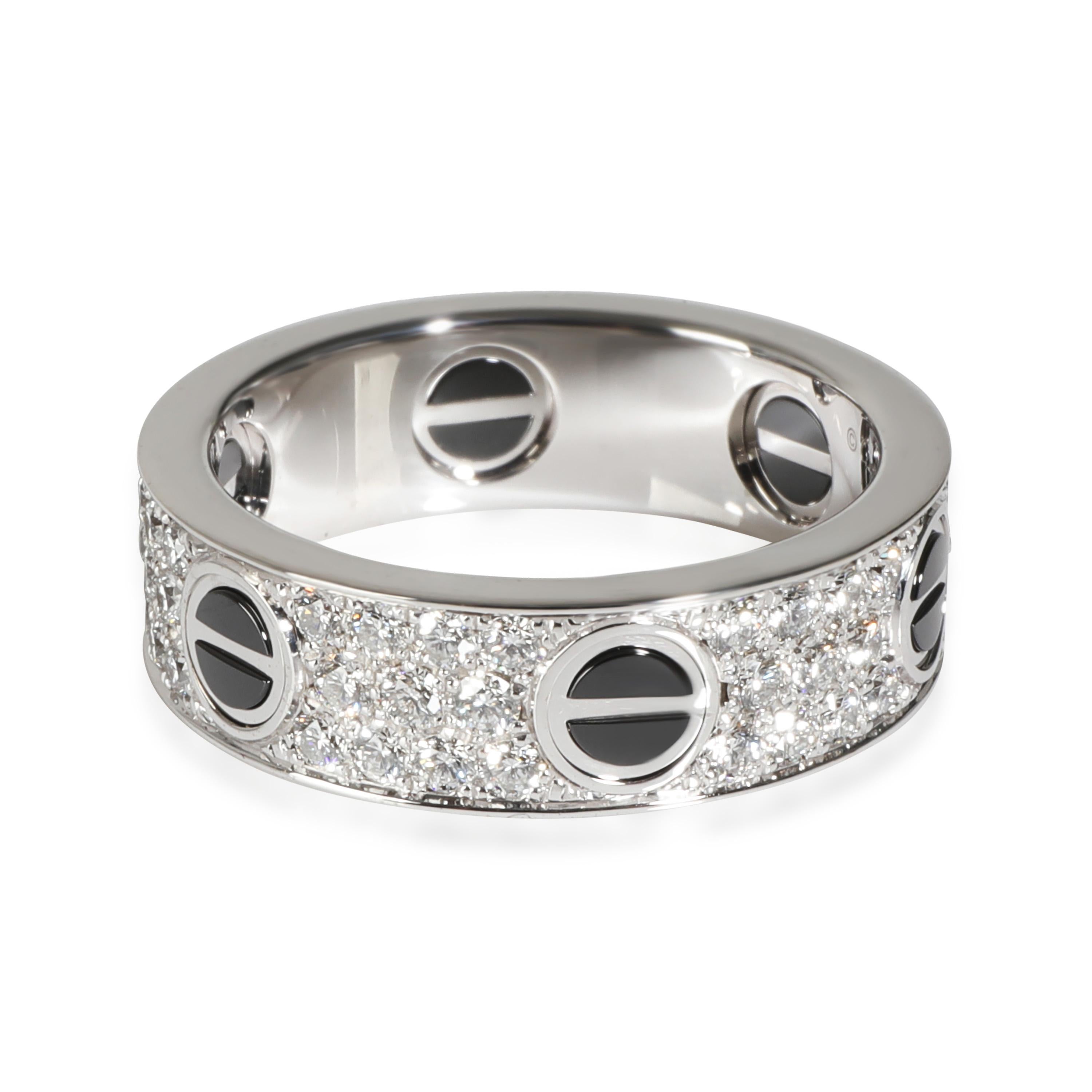 Cartier Love Ring, Paved, Ceramic (White Gold)

PRIMARY DETAILS
SKU: 143715
Listing Title: Cartier Love Ring, Paved, Ceramic (White Gold)
Condition Description: Cartier's Love collection is the epitome of iconic, from the recognizable designs to the