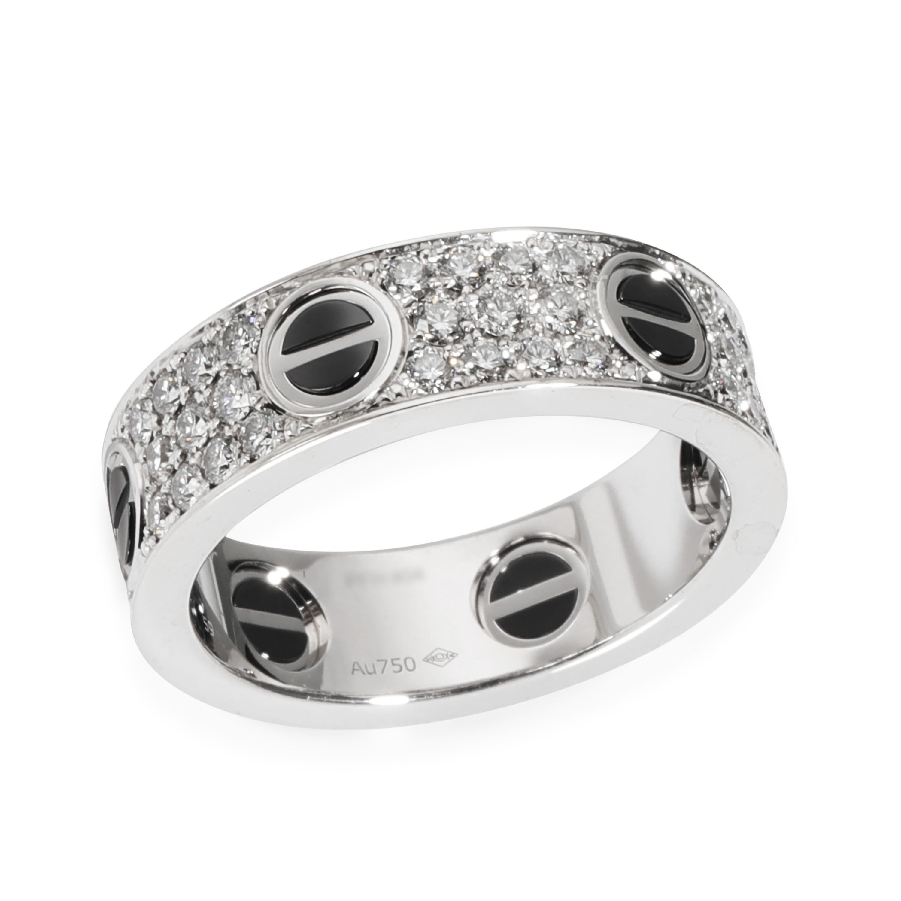 Cartier Love Ring, Paved, Ceramic (White Gold) In Excellent Condition For Sale In New York, NY