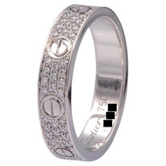Cartier Love Ring aus 18 Karat Weißgold mit Diamanten 4mm 5,25 US / 50 EU, geschnitzt