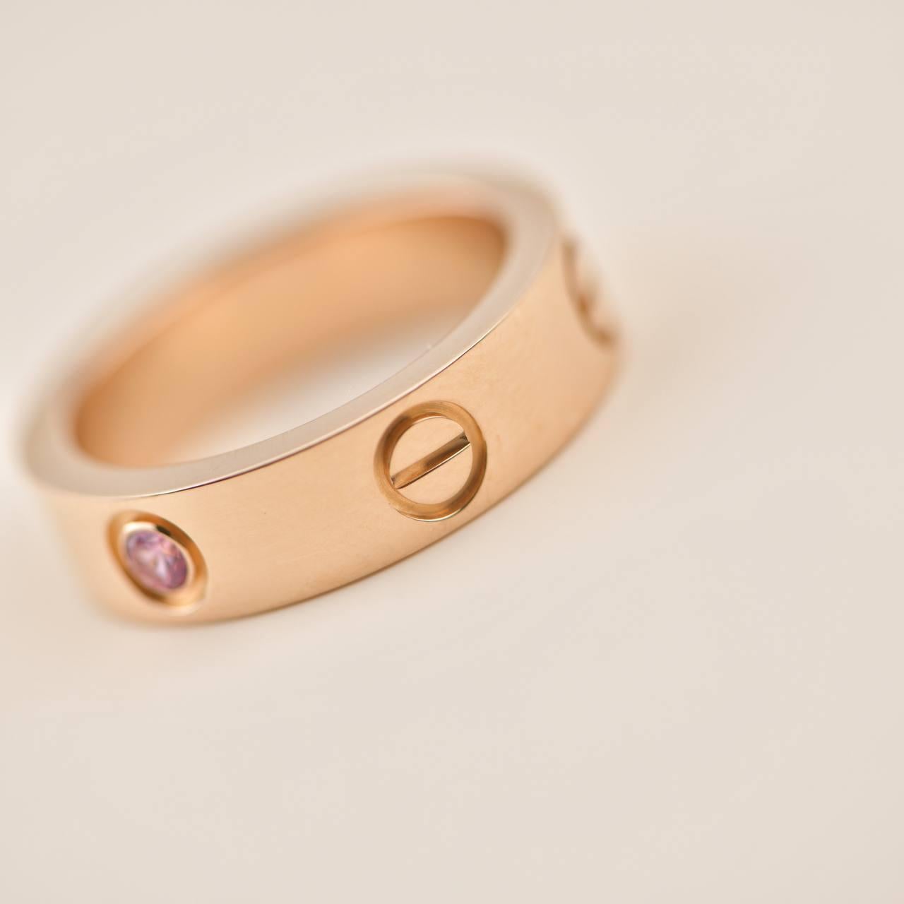 Rose Cut Cartier Love Ring Rose Gold with Pink Sapphires