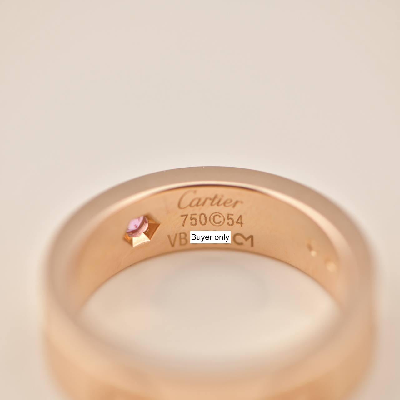 Cartier Love Ring Rose Gold with Pink Sapphires In Excellent Condition In Banbury, GB