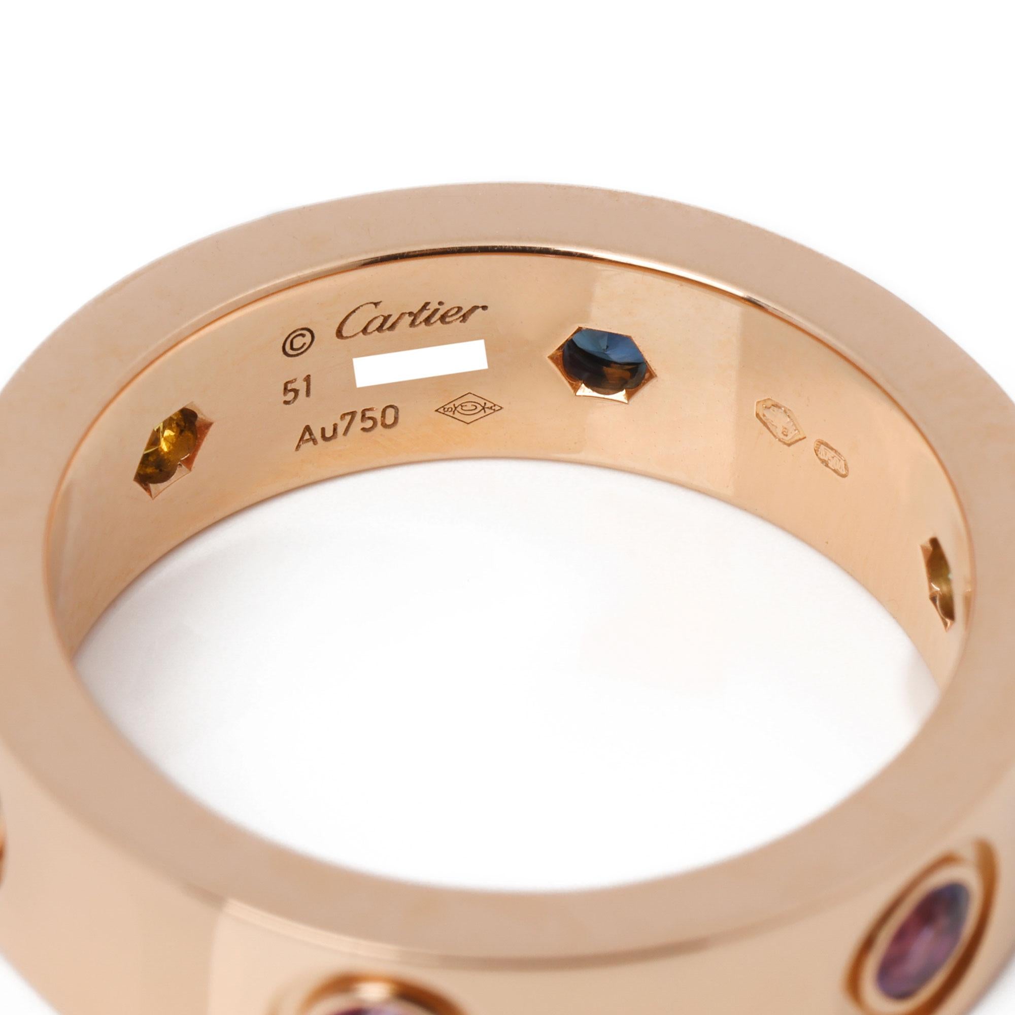 Contemporary Cartier Love Ring, Sapphires, Garnets, Amethyst