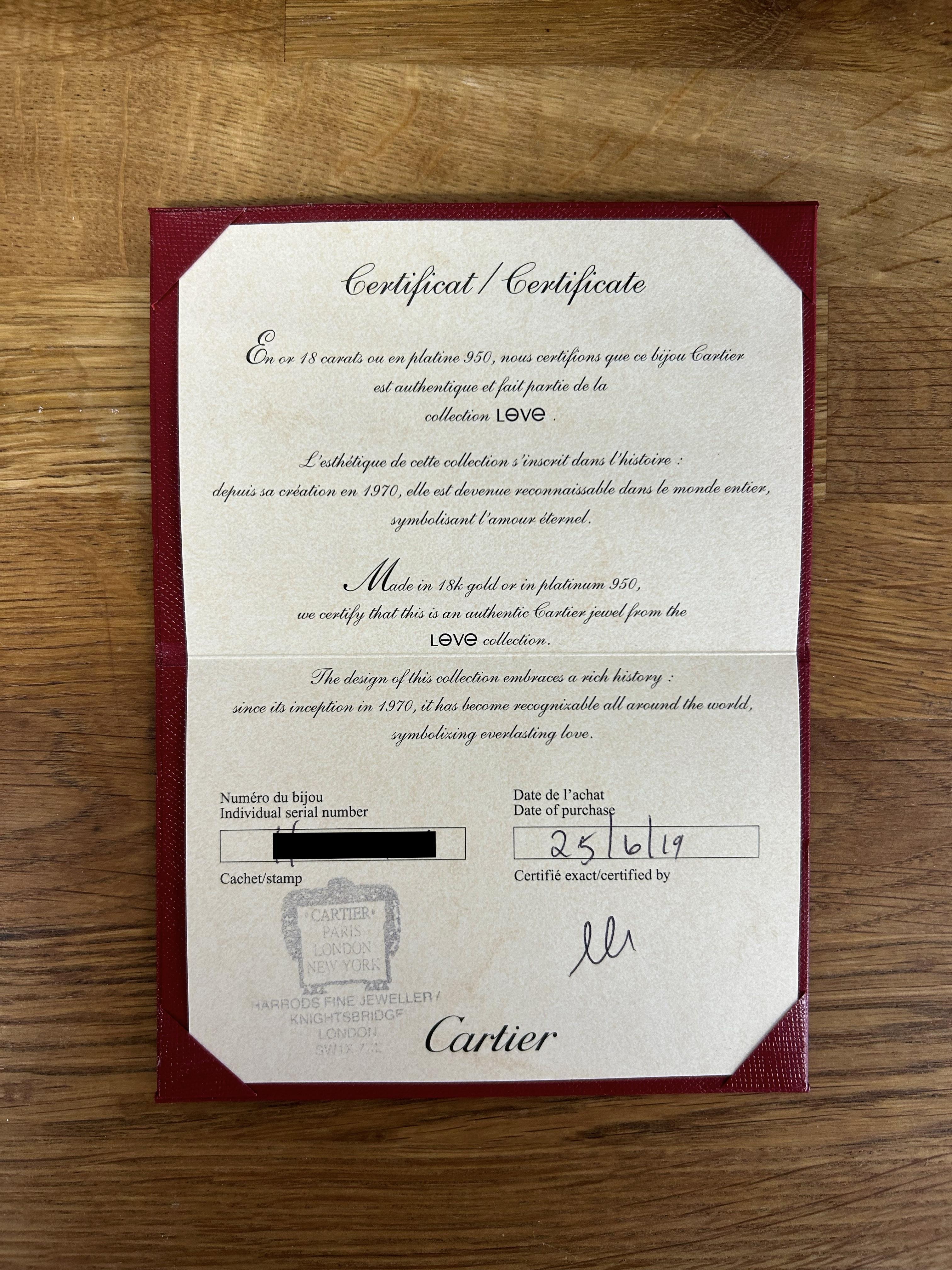 cartier ring size